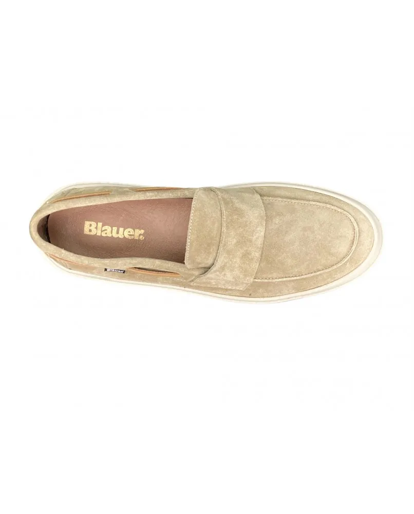 BLAUER STATEN mocassini college uomo pelle camoscio beige