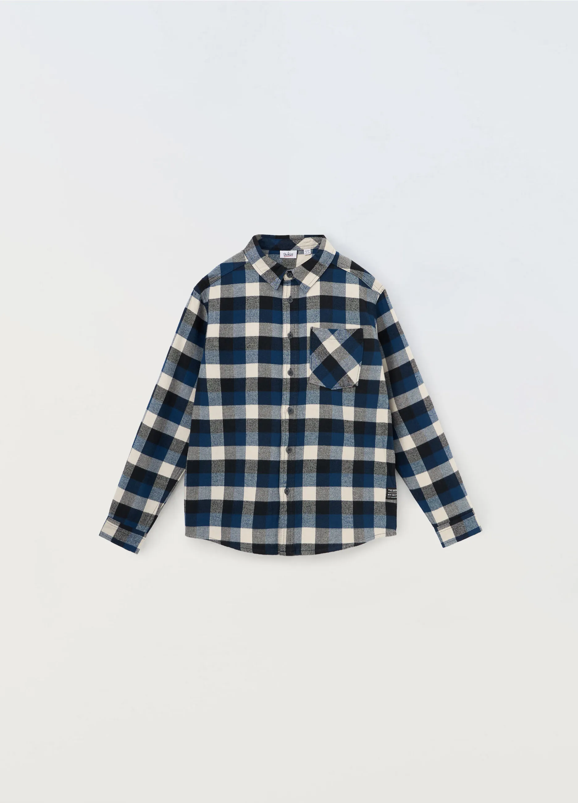 BLUKIDS  Camicia a quadri in flanella di puro cotone ragazzo