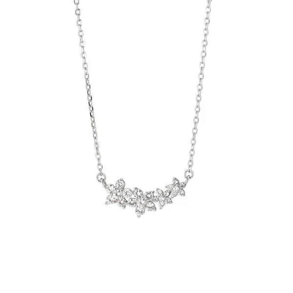 BOCCADAMO Collana Fiori di Zirconi Bianchi in Argento 925 Rodiato
