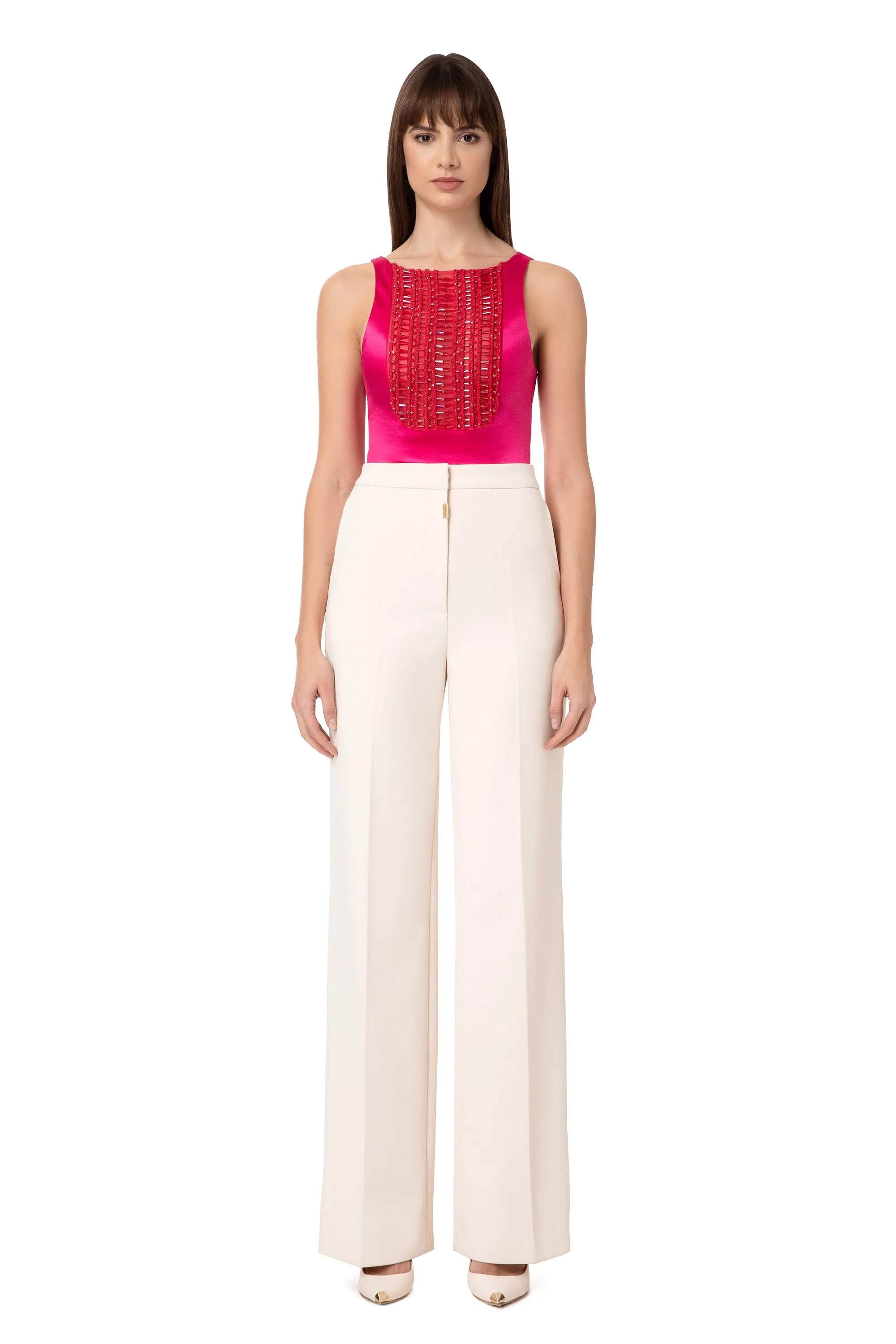 Body con plastron ricamato