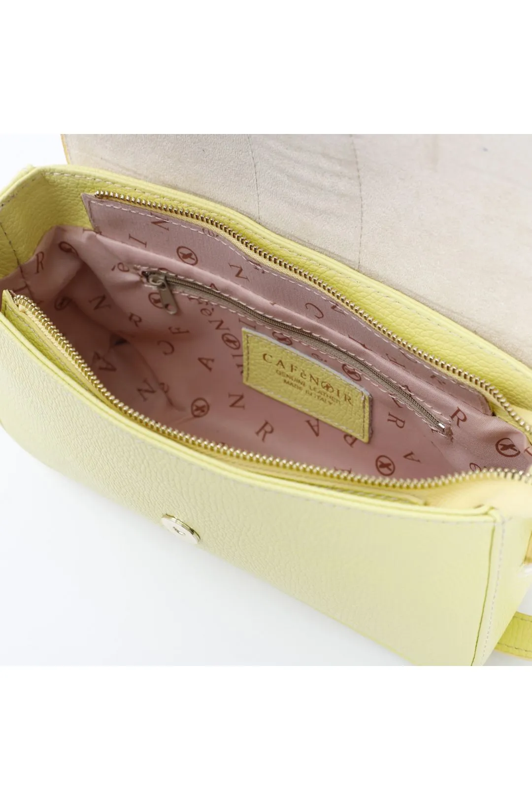 borsa a spalla in pelle con borchia quadrata cafènoir limone