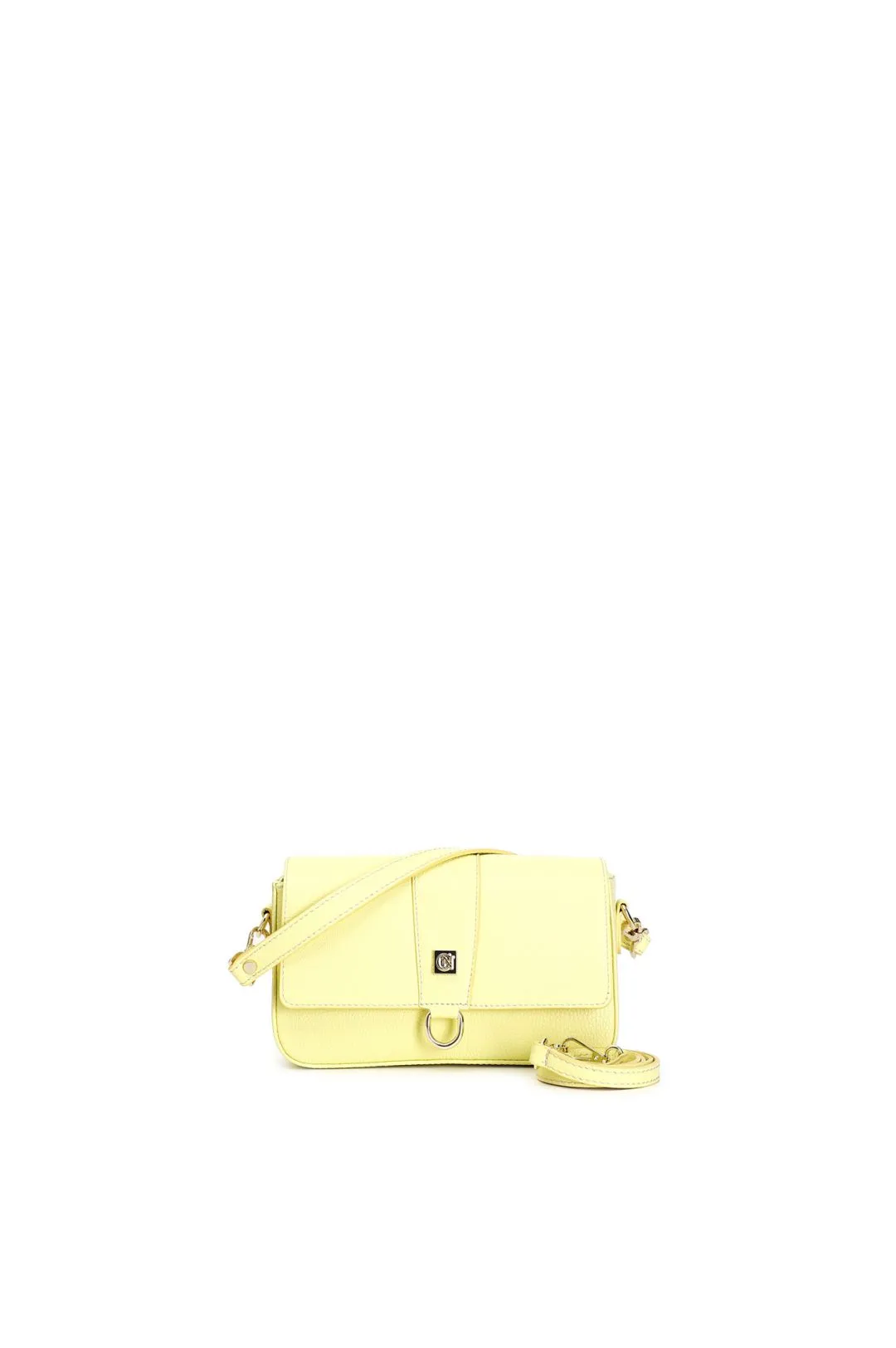 borsa a spalla in pelle con borchia quadrata cafènoir limone