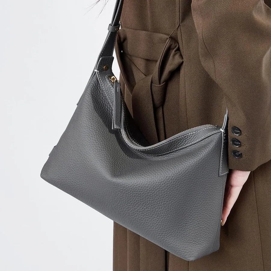 Borsa a tracolla casual da donna semplice in morbida pelle solida