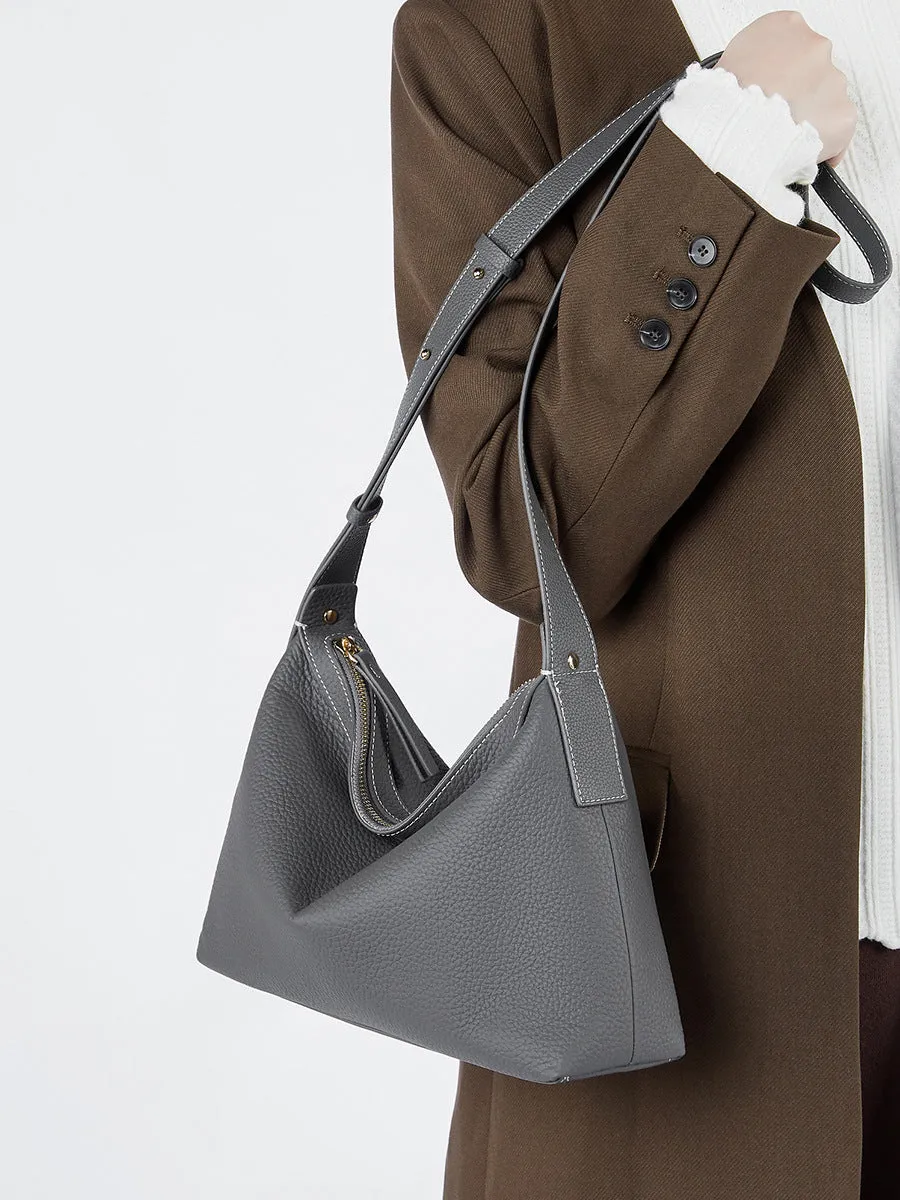 Borsa a tracolla casual da donna semplice in morbida pelle solida