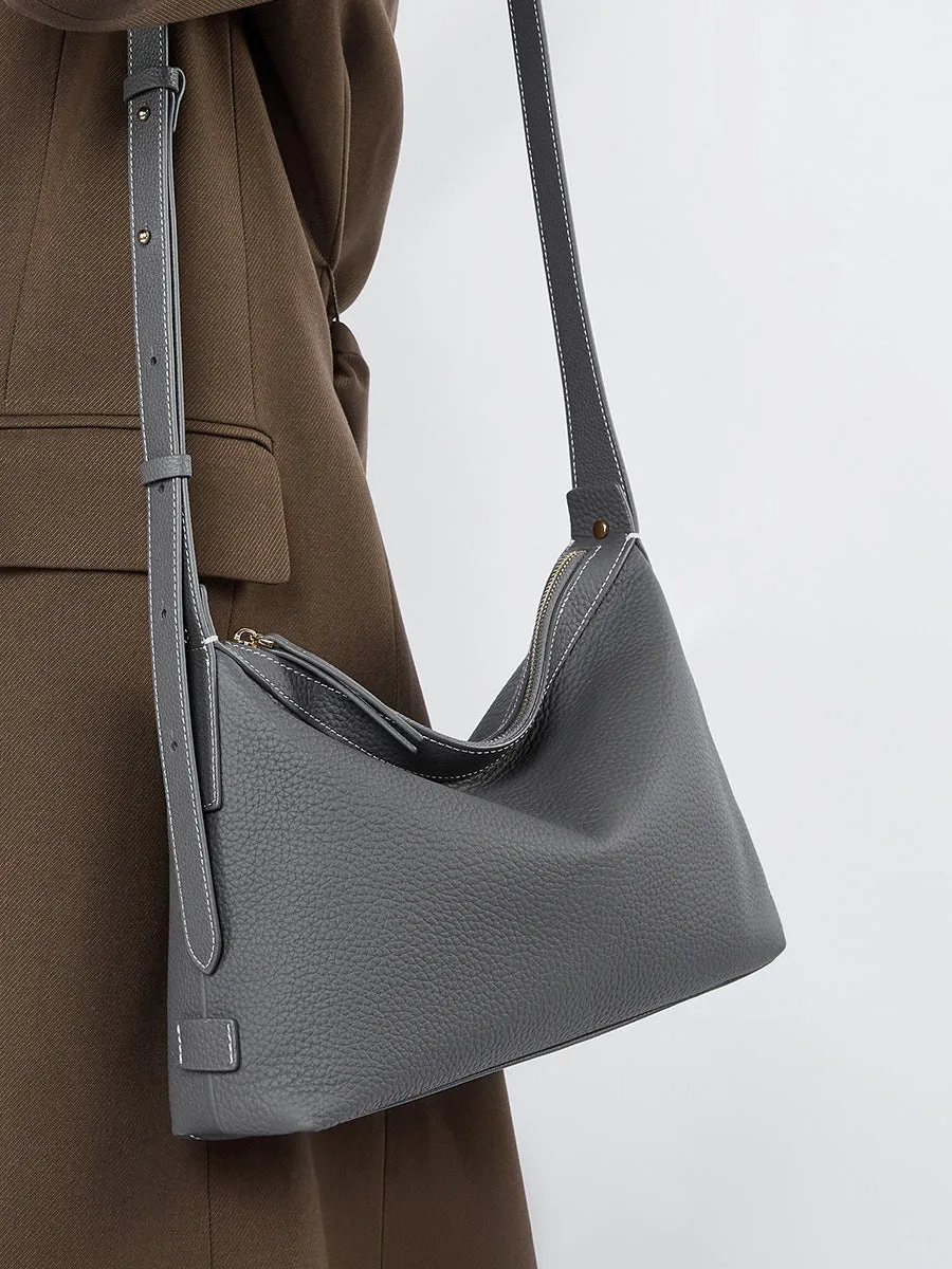 Borsa a tracolla casual da donna semplice in morbida pelle solida