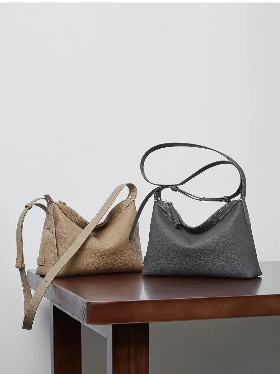 Borsa a tracolla casual da donna semplice in morbida pelle solida