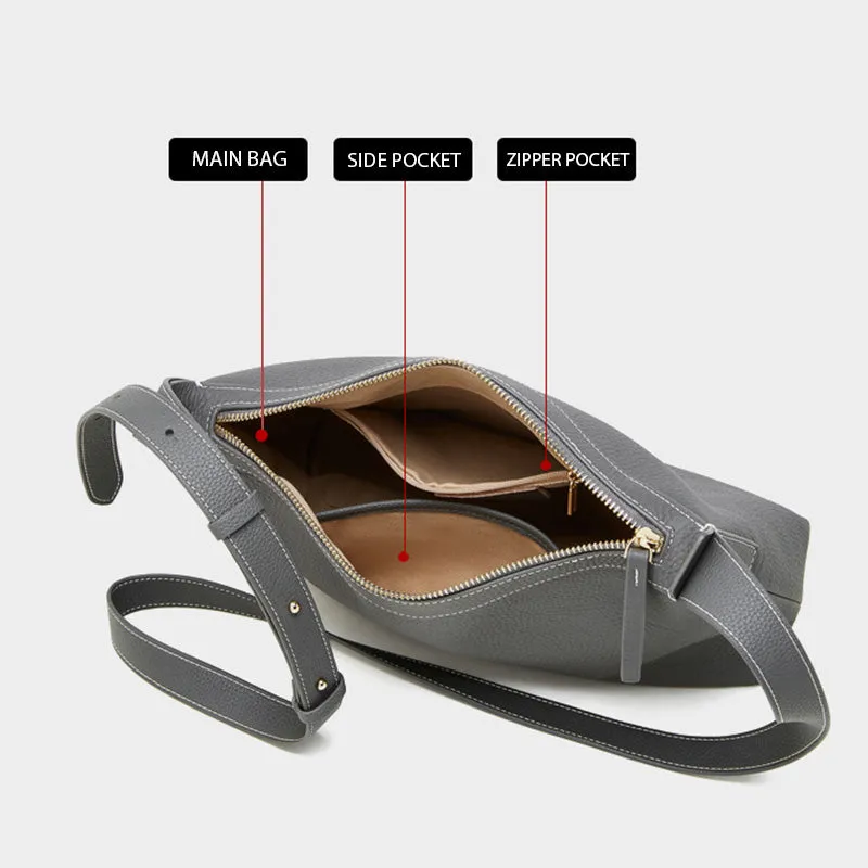 Borsa a tracolla casual da donna semplice in morbida pelle solida