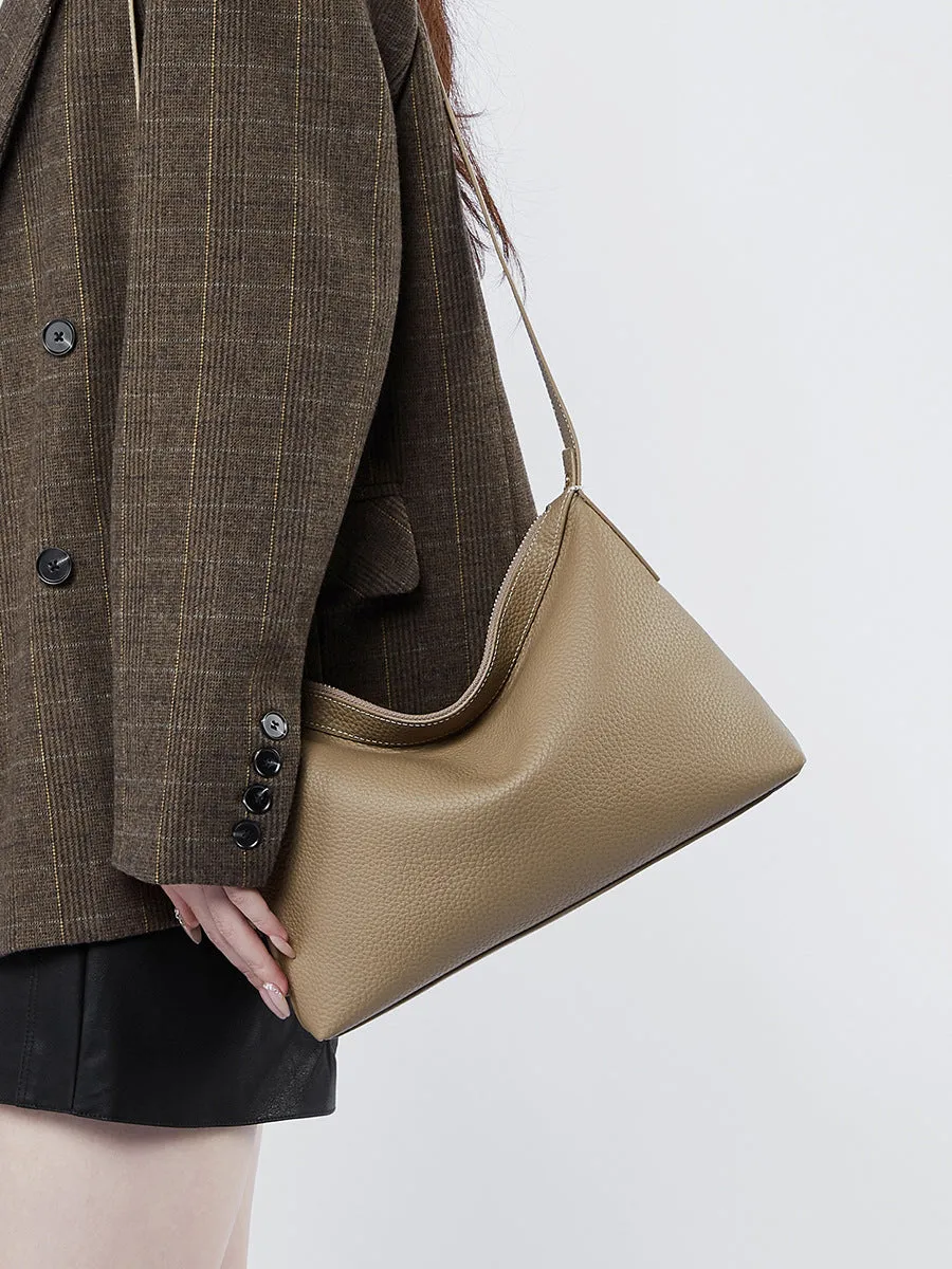 Borsa a tracolla casual da donna semplice in morbida pelle solida