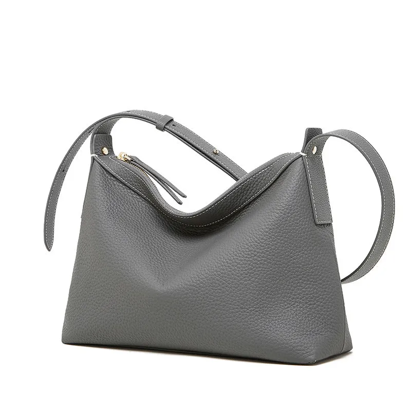 Borsa a tracolla casual da donna semplice in morbida pelle solida