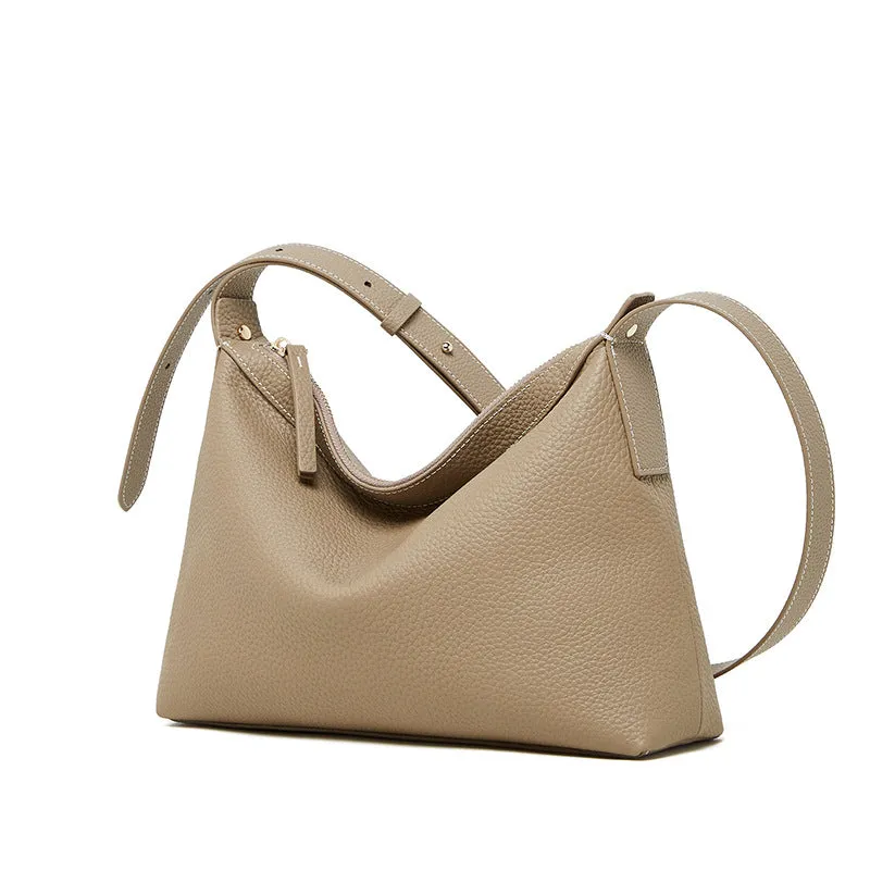 Borsa a tracolla casual da donna semplice in morbida pelle solida