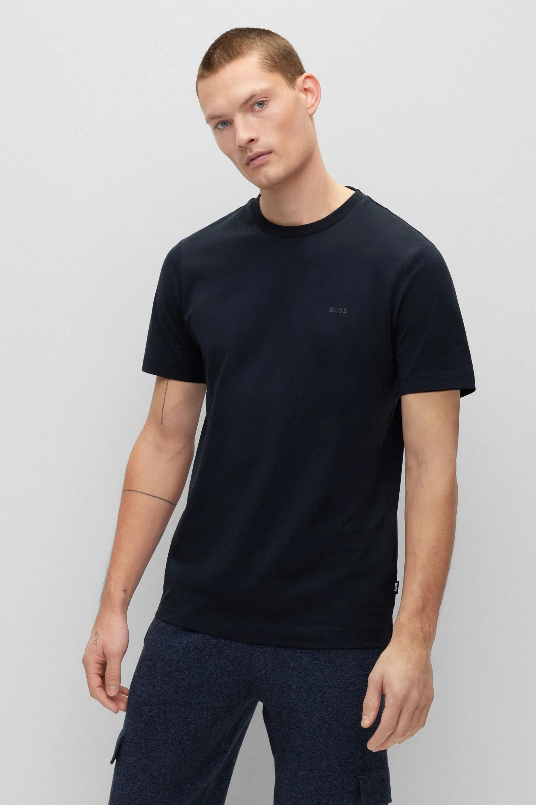 BOSS Cotone Regular - T-shirt in gomma con logo tono su tono    