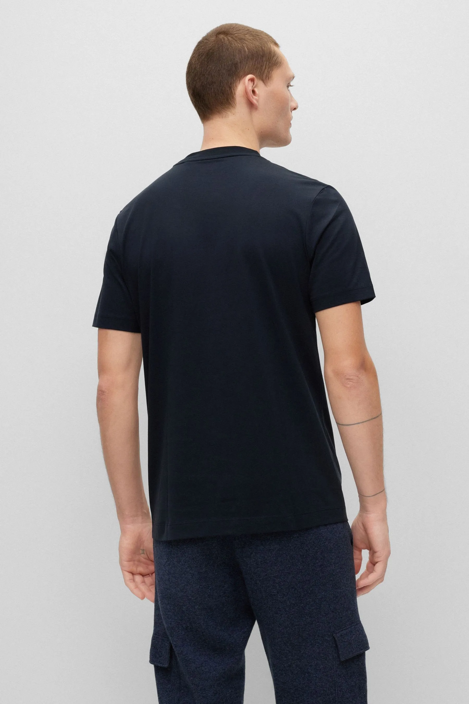 BOSS Cotone Regular - T-shirt in gomma con logo tono su tono    