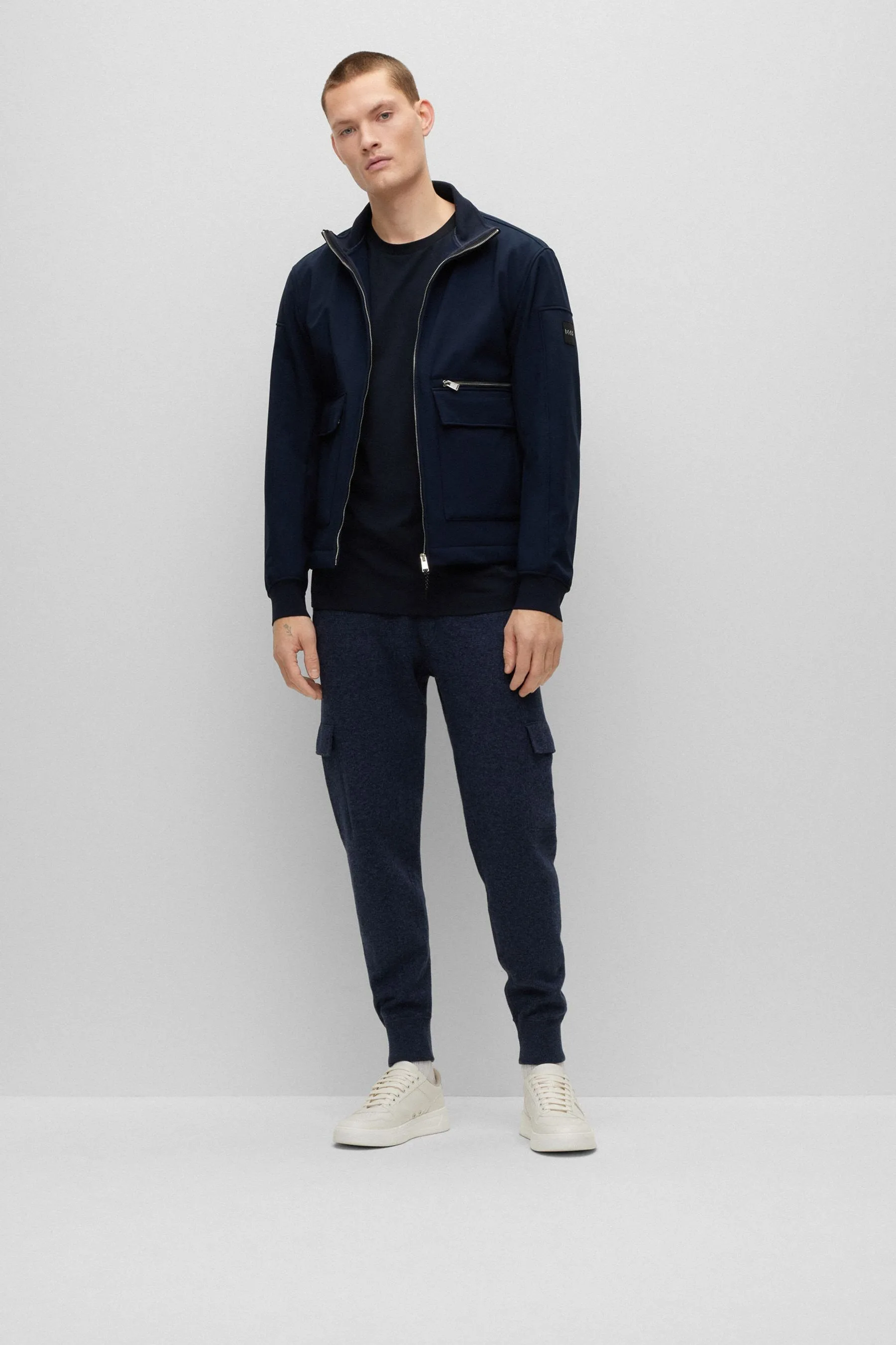 BOSS Cotone Regular - T-shirt in gomma con logo tono su tono    