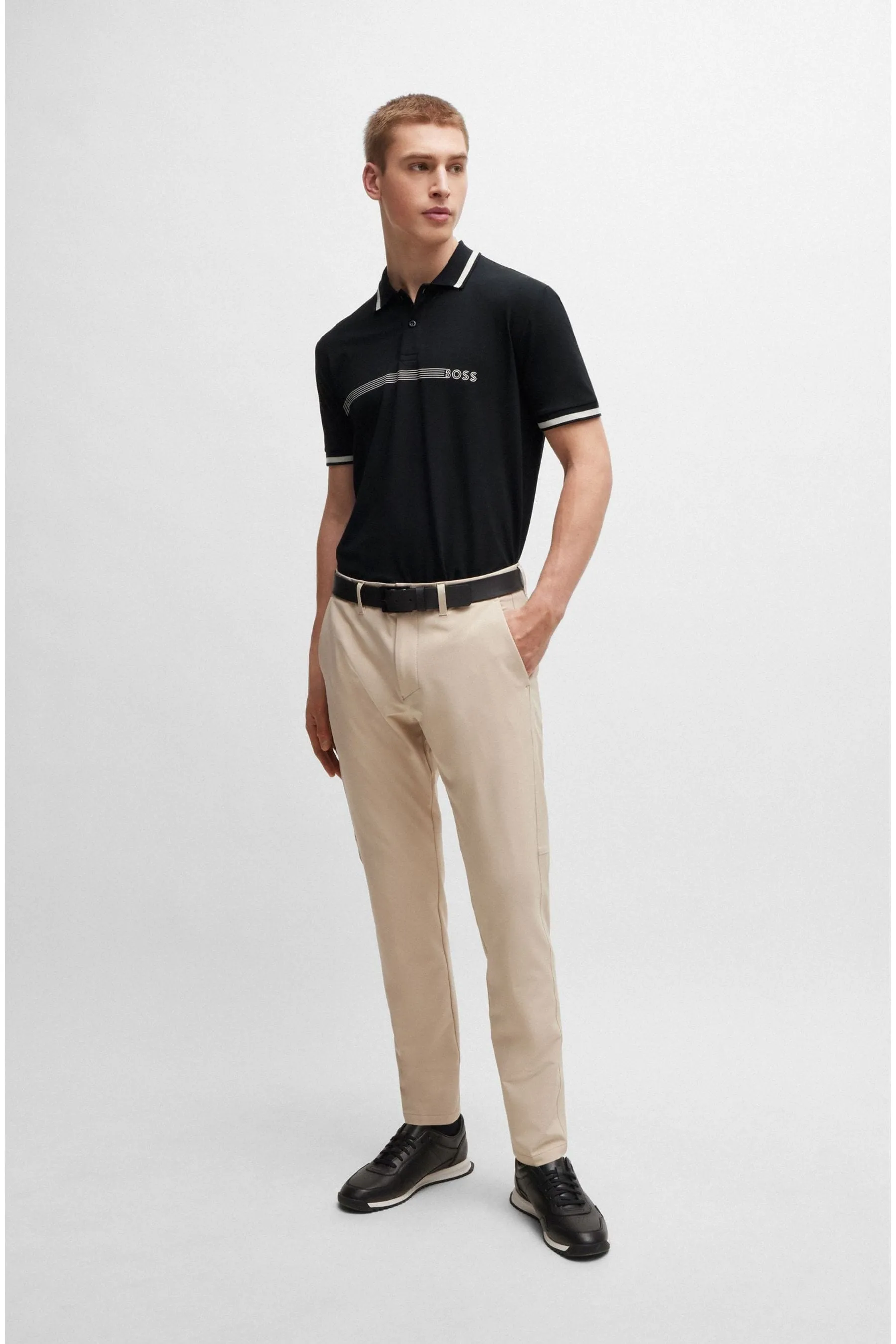 BOSS - Polo inBlend in cotone con logo e righe