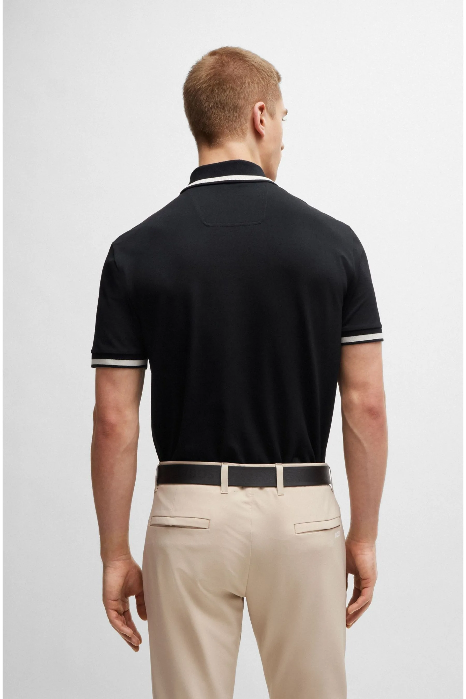 BOSS - Polo inBlend in cotone con logo e righe