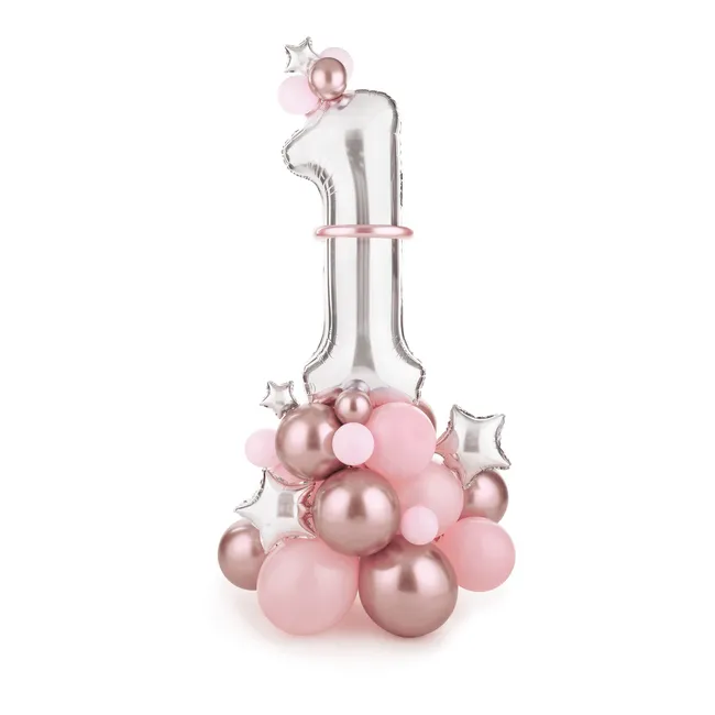 Bouquet di palloncini rosa Numero 1 - PartyDeco - 50 pz.