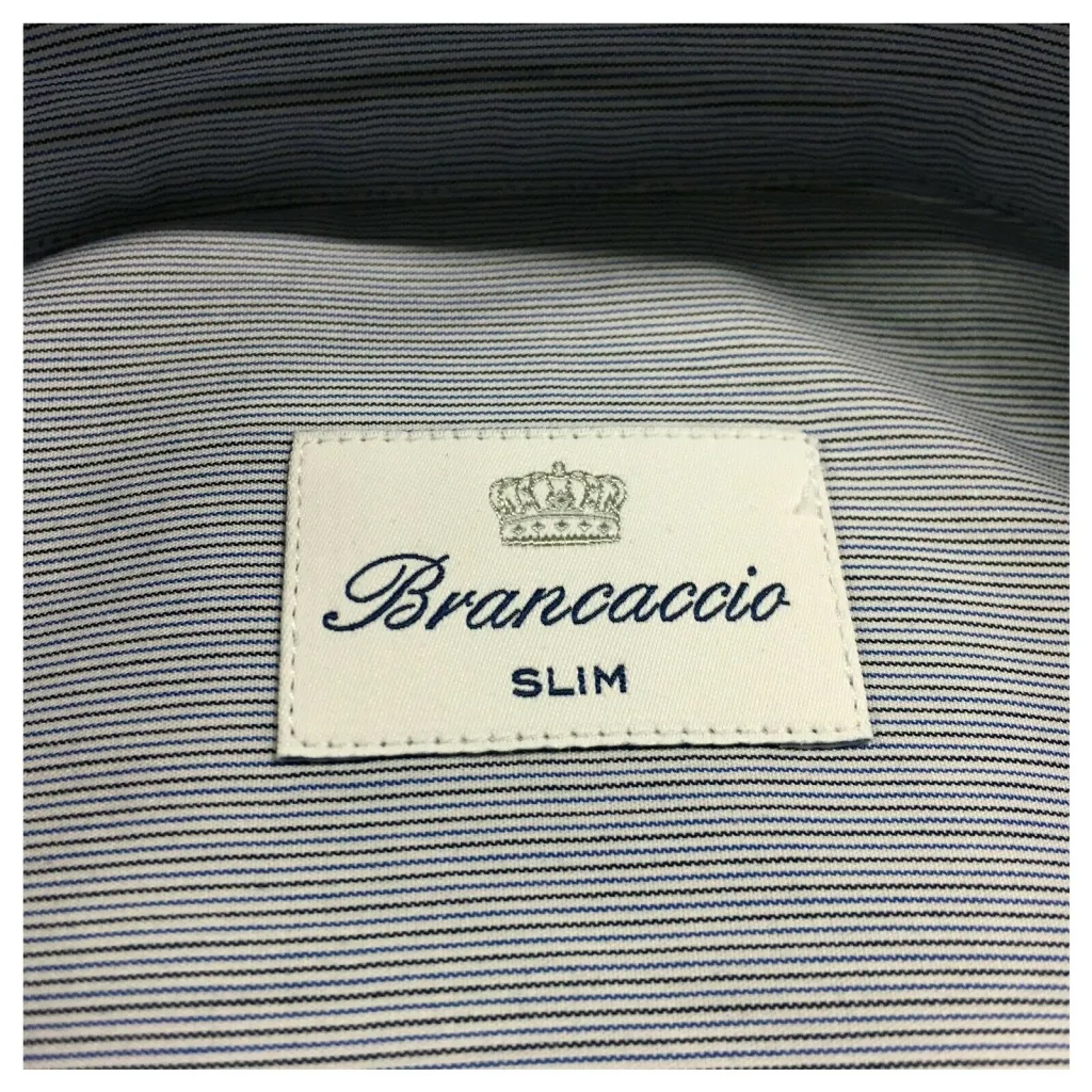 BRANCACCIO camicia uomo manica lunga righe azzurro/nero mod LUKE ABN0601