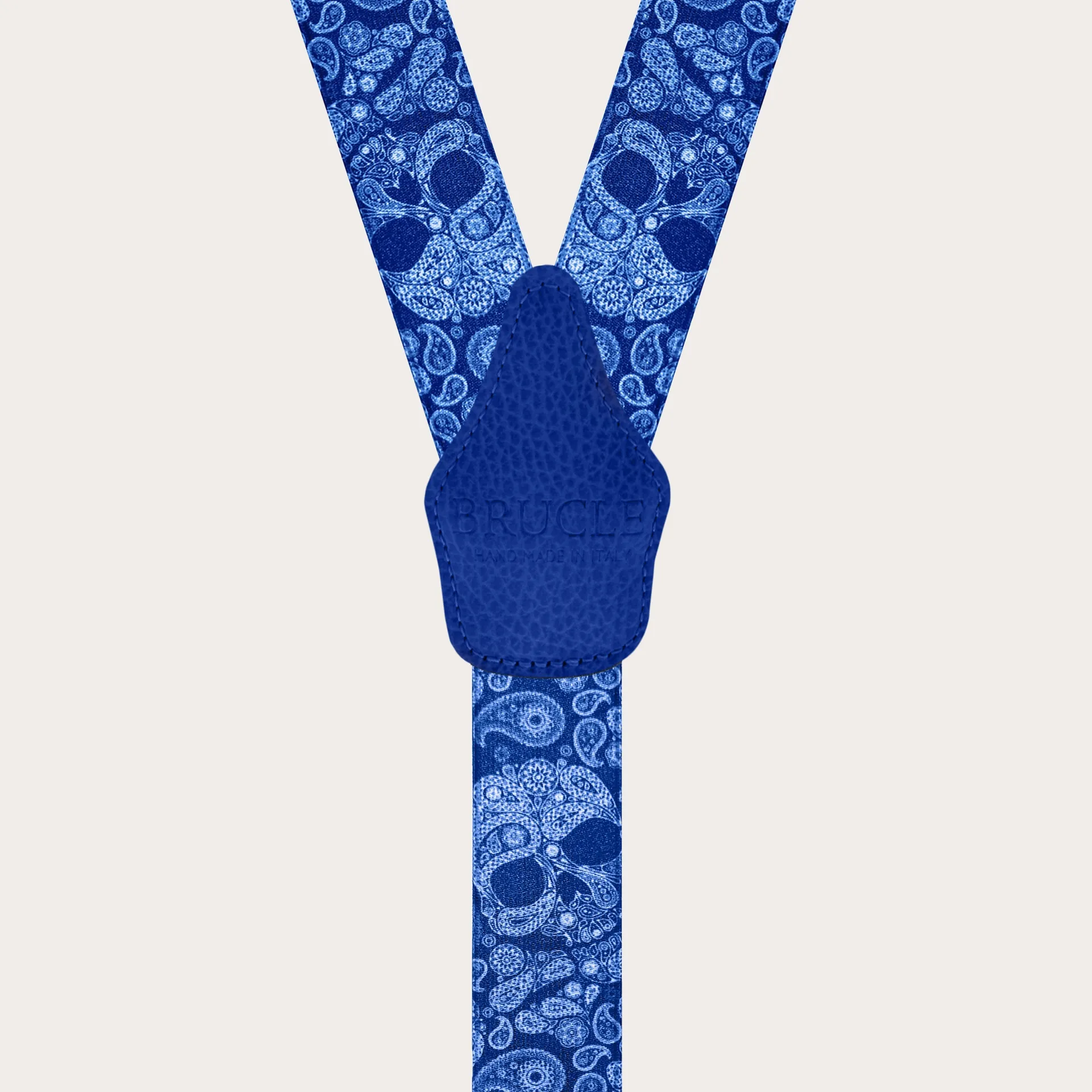 Bretelle doppio uso blu con fantasia teschi blu