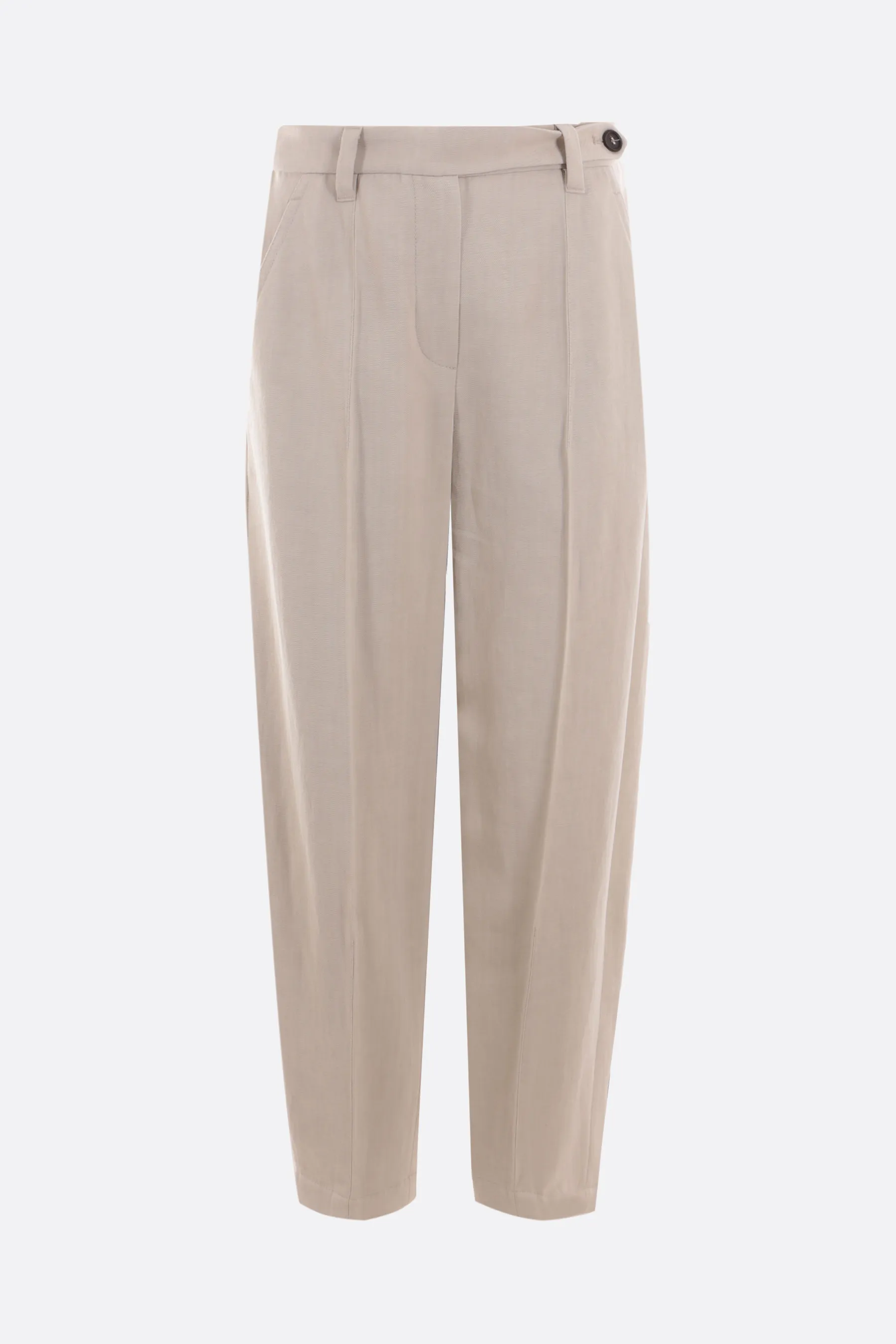 BRUNELLO CUCINELLI pantalone cropped in misto lino