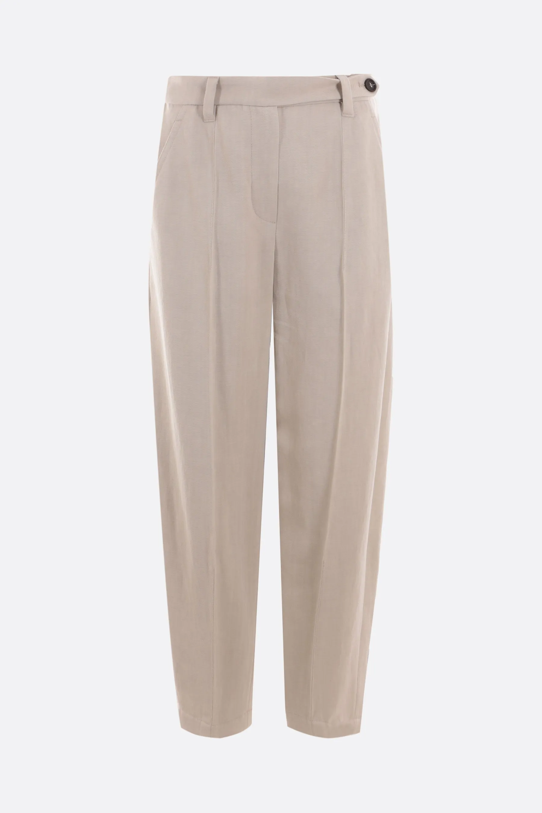 BRUNELLO CUCINELLI pantalone cropped in misto lino
