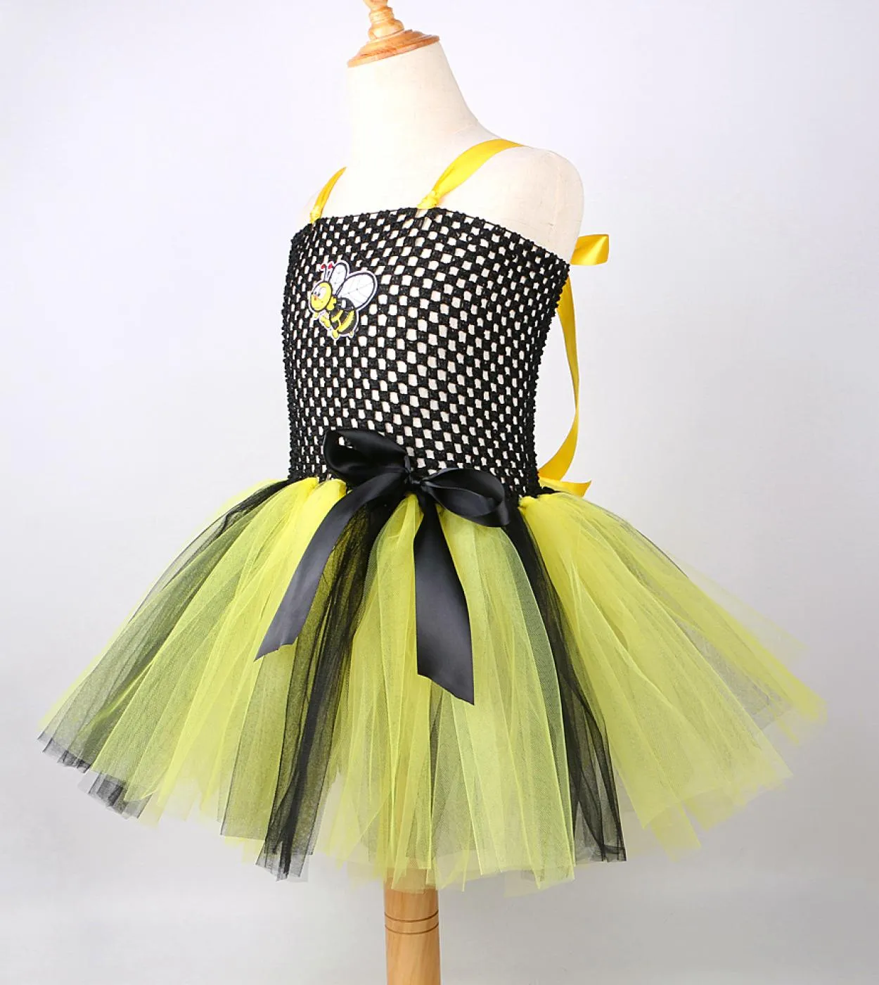 Bumble Bee Tutu Dress For Baby Girls Birthday Outfit Costume di Halloween per bambini Honeybee Cosplay Abiti con ala Headb
