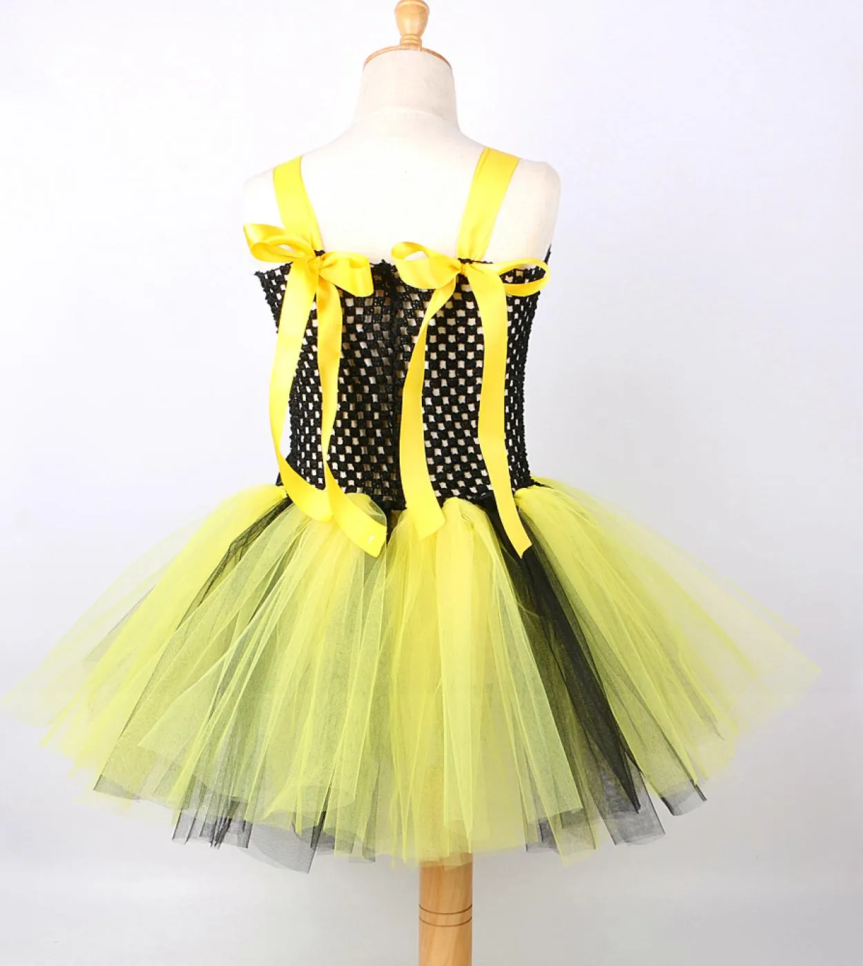 Bumble Bee Tutu Dress For Baby Girls Birthday Outfit Costume di Halloween per bambini Honeybee Cosplay Abiti con ala Headb