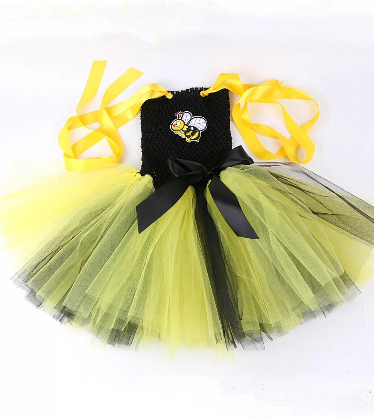 Bumble Bee Tutu Dress For Baby Girls Birthday Outfit Costume di Halloween per bambini Honeybee Cosplay Abiti con ala Headb