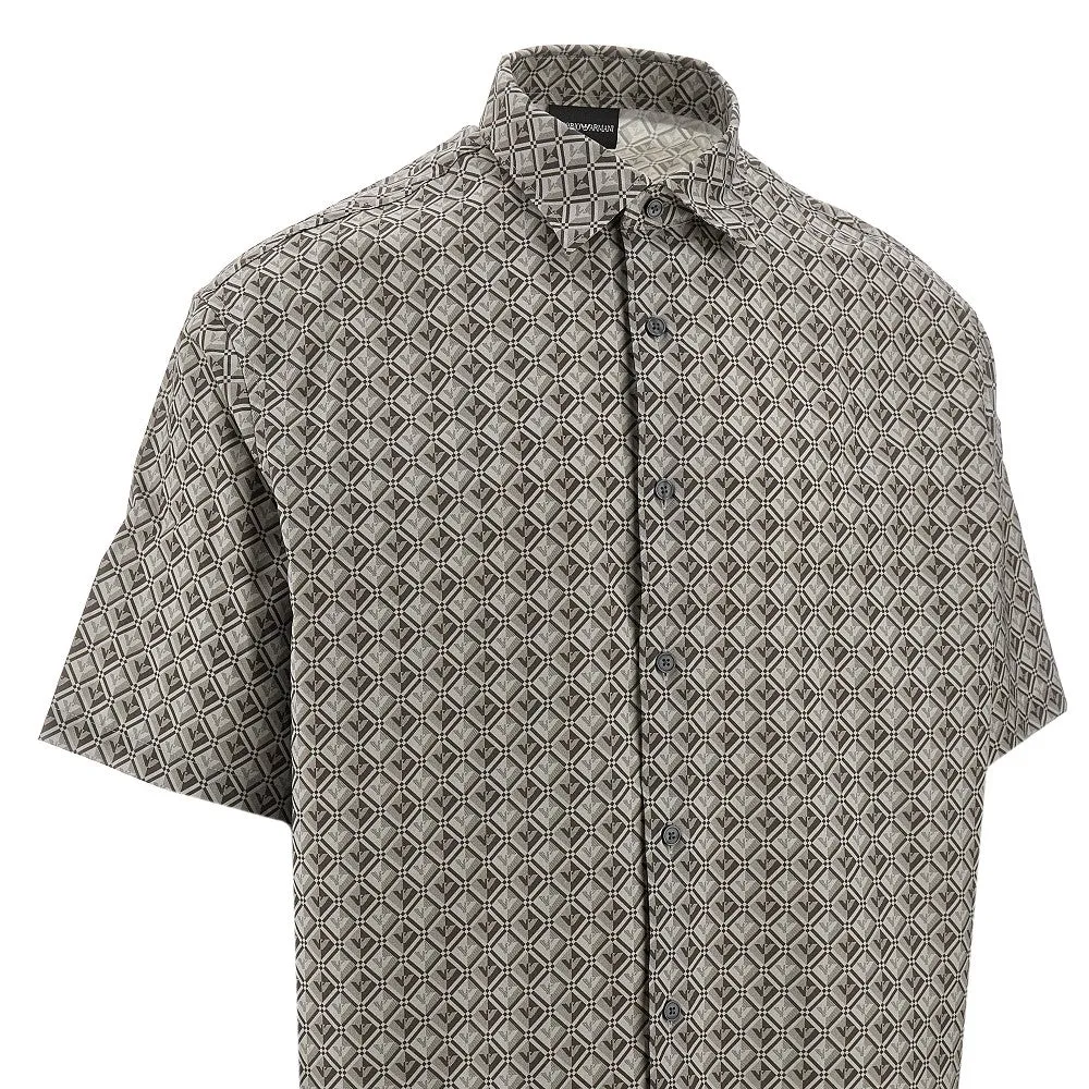 Camicia a manica corta in popeline stampato
