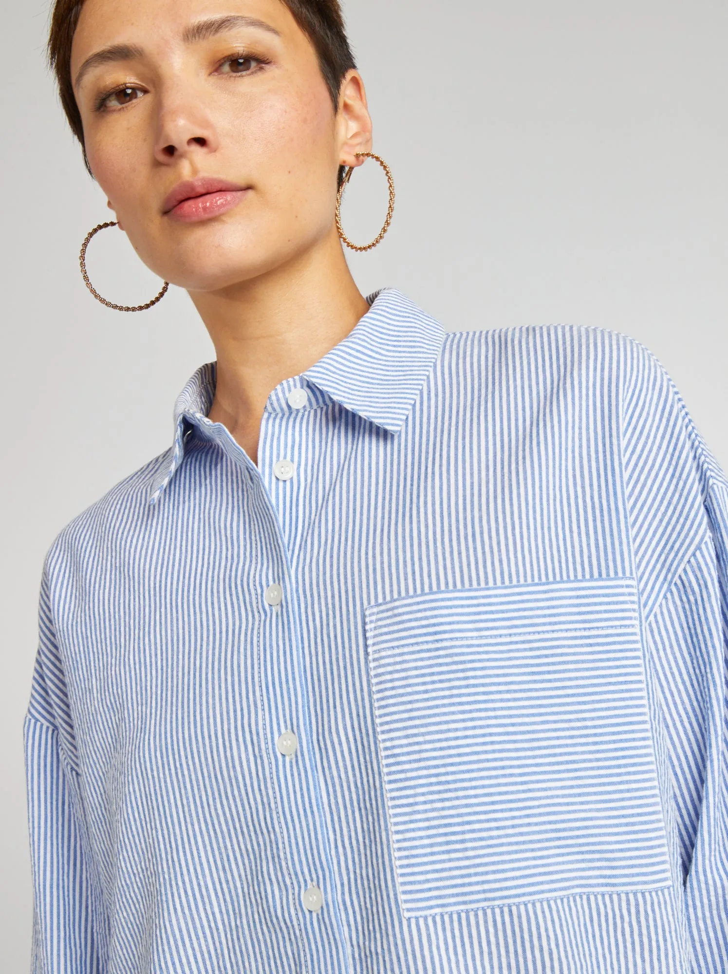 Camicia a maniche lunghe a righe - BIANCO