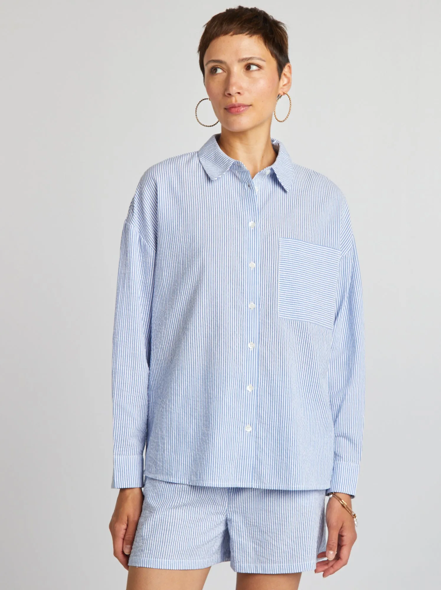 Camicia a maniche lunghe a righe - BIANCO