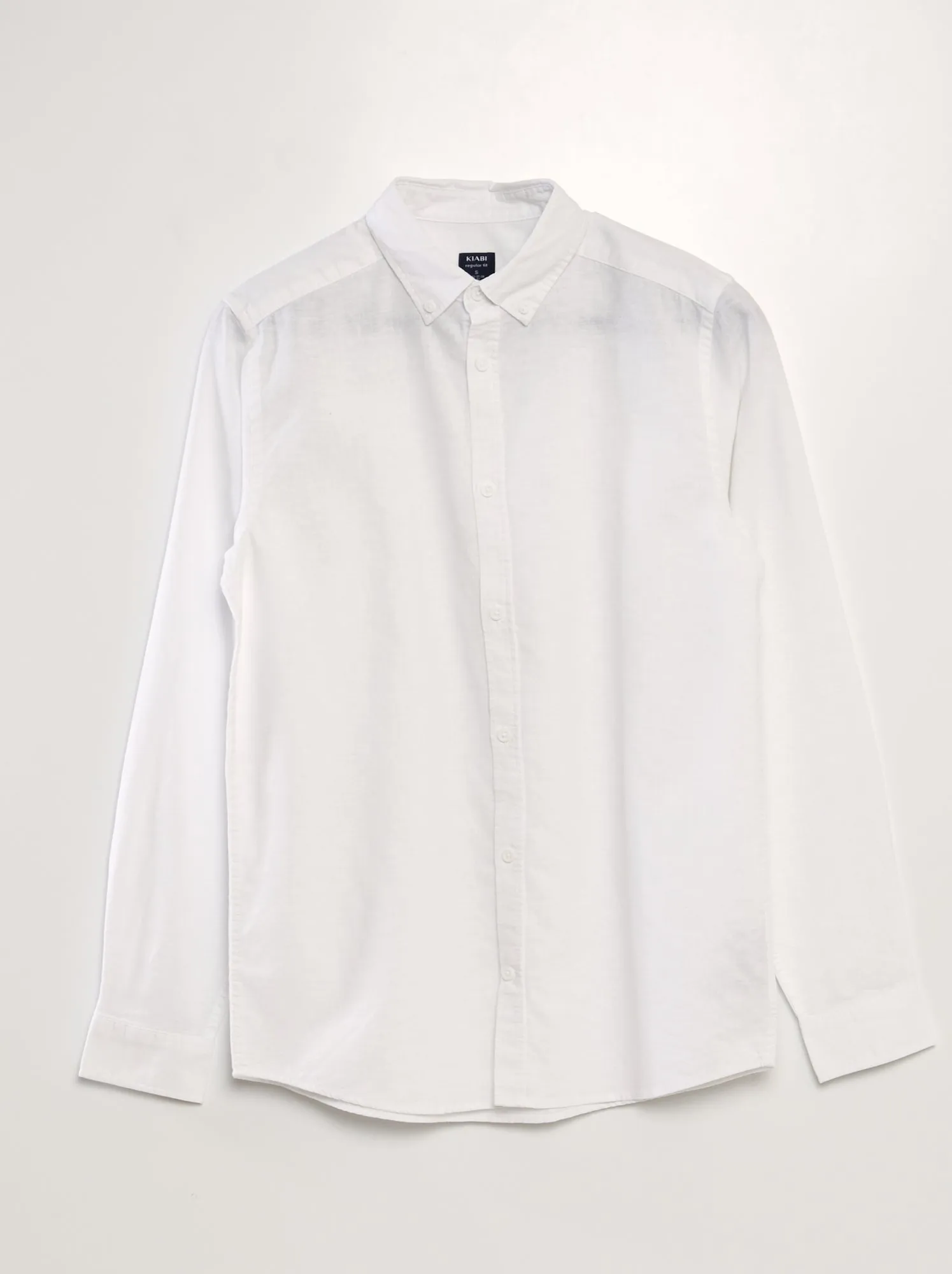 Camicia a maniche lunghe con lino - BIANCO