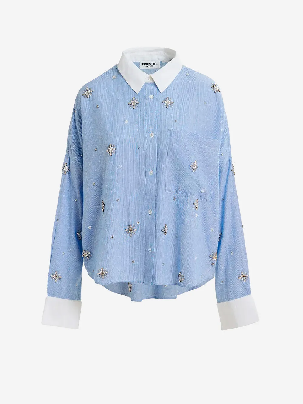 Camicia a righe con ricami