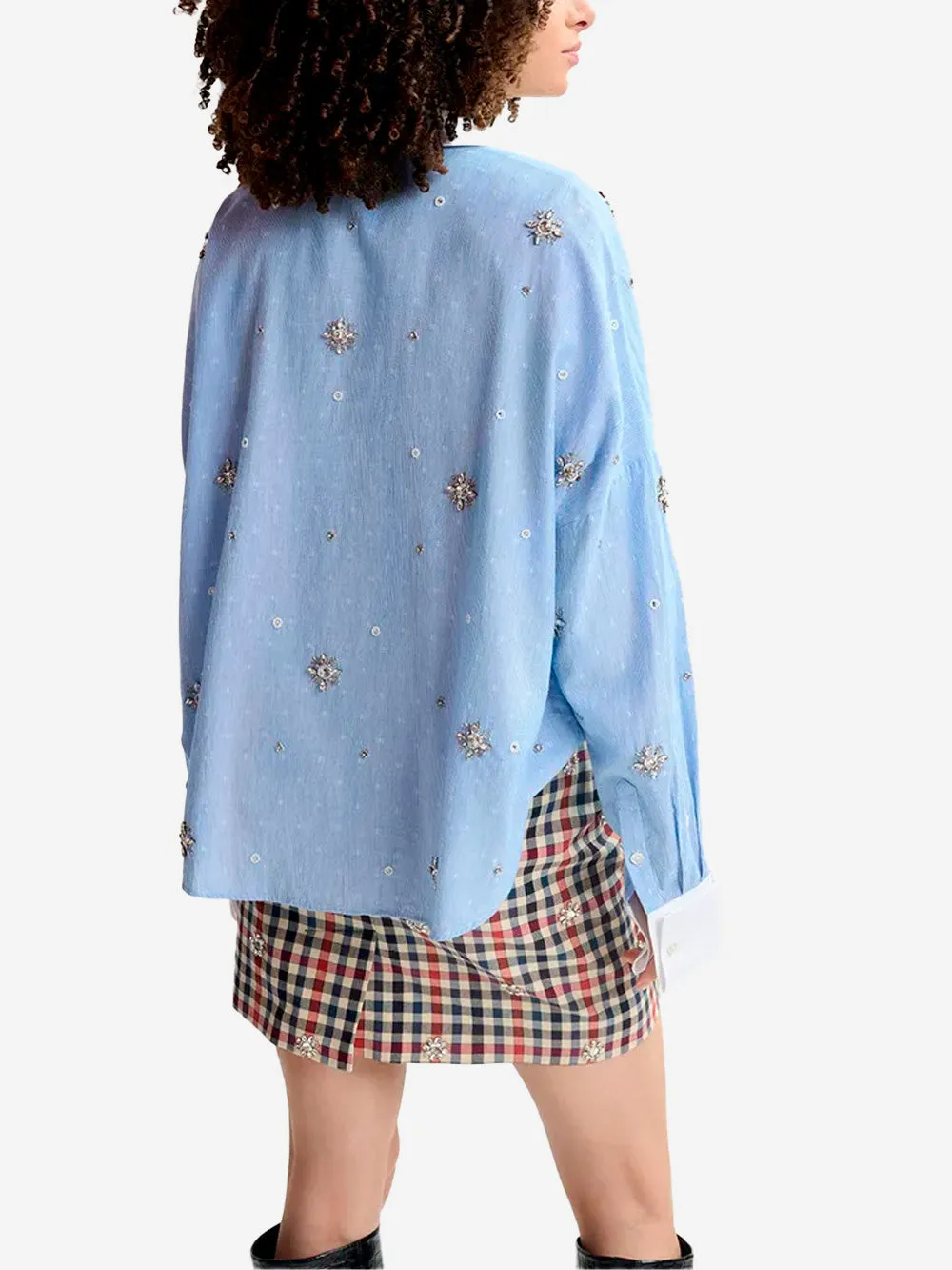 Camicia a righe con ricami