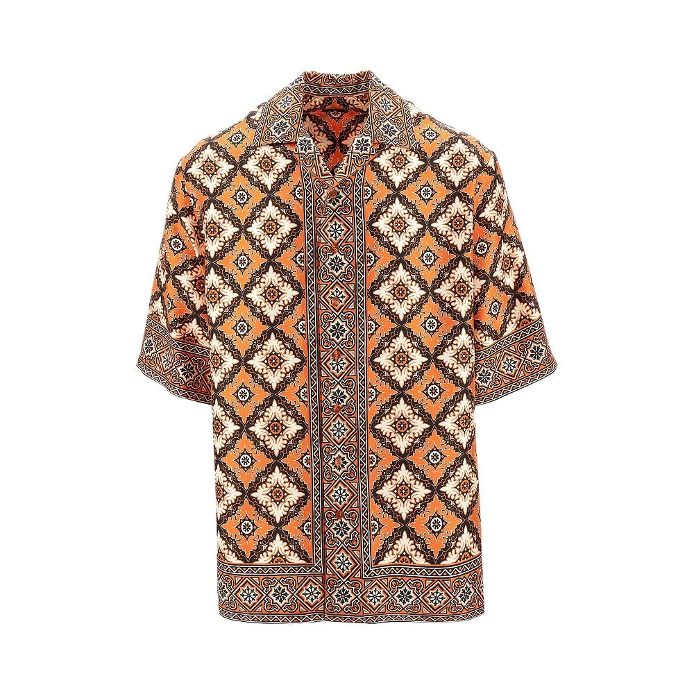 Camicia bowling in seta stampata