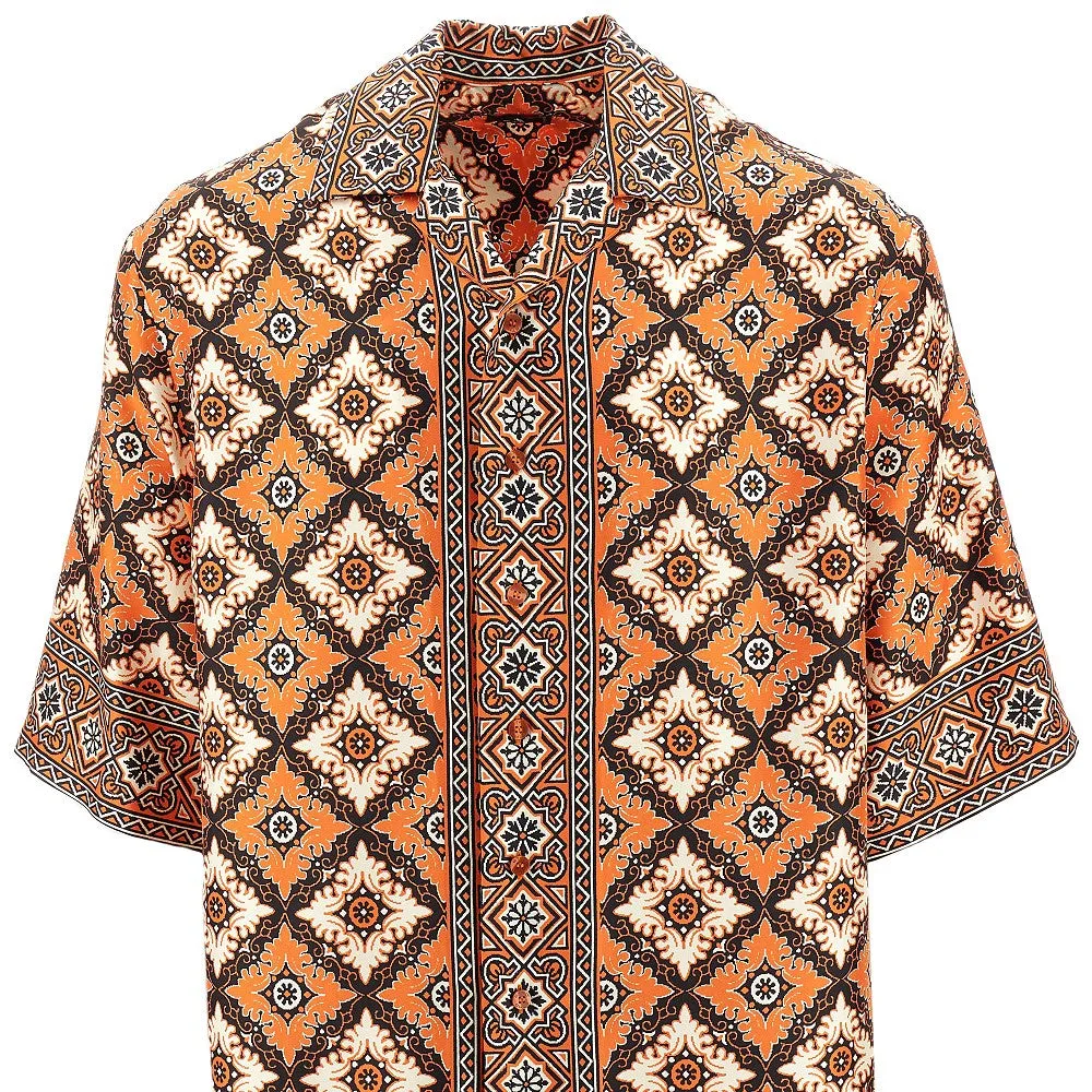 Camicia bowling in seta stampata