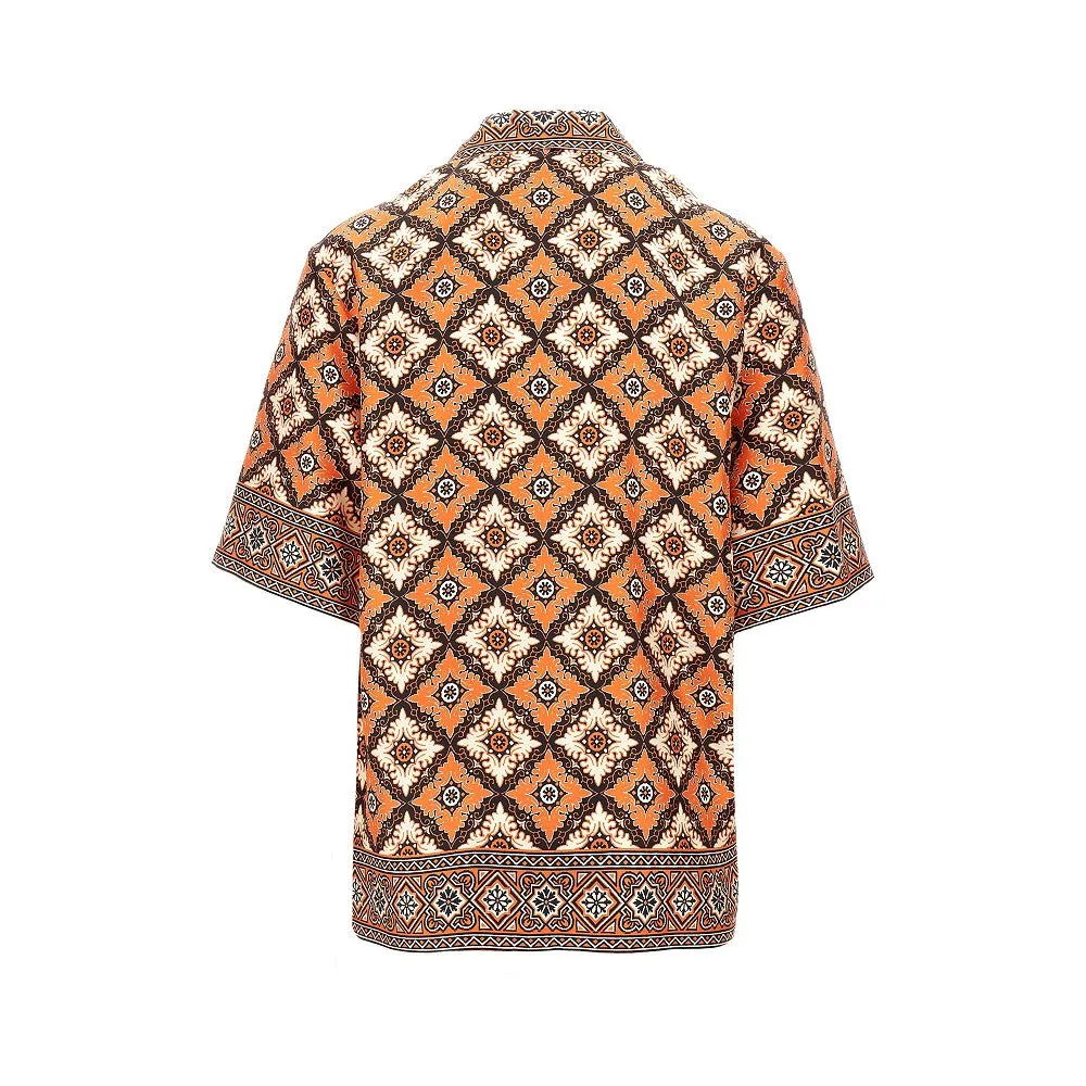 Camicia bowling in seta stampata
