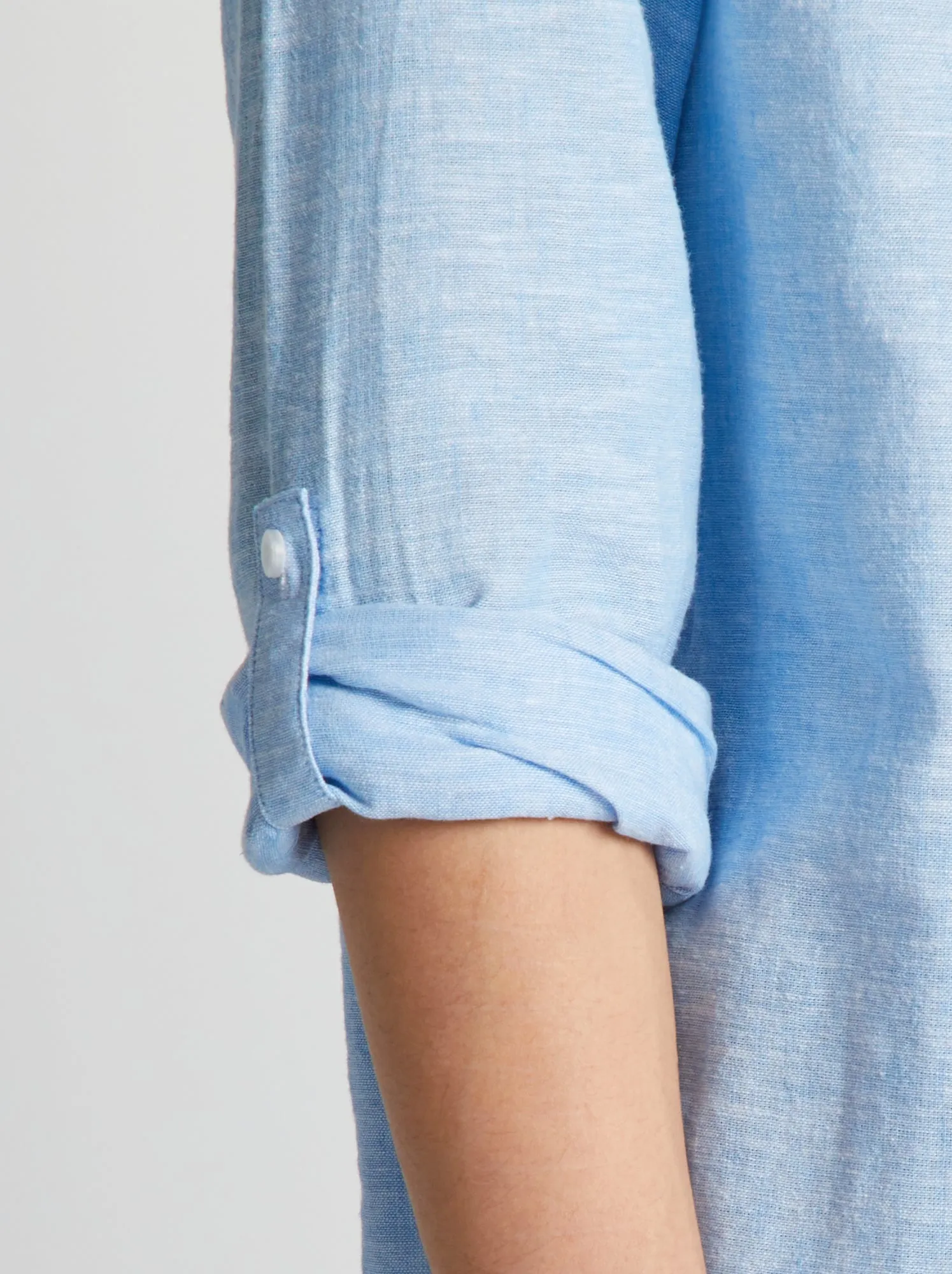 Camicia con collo alla coreana tinta unita - BLU
