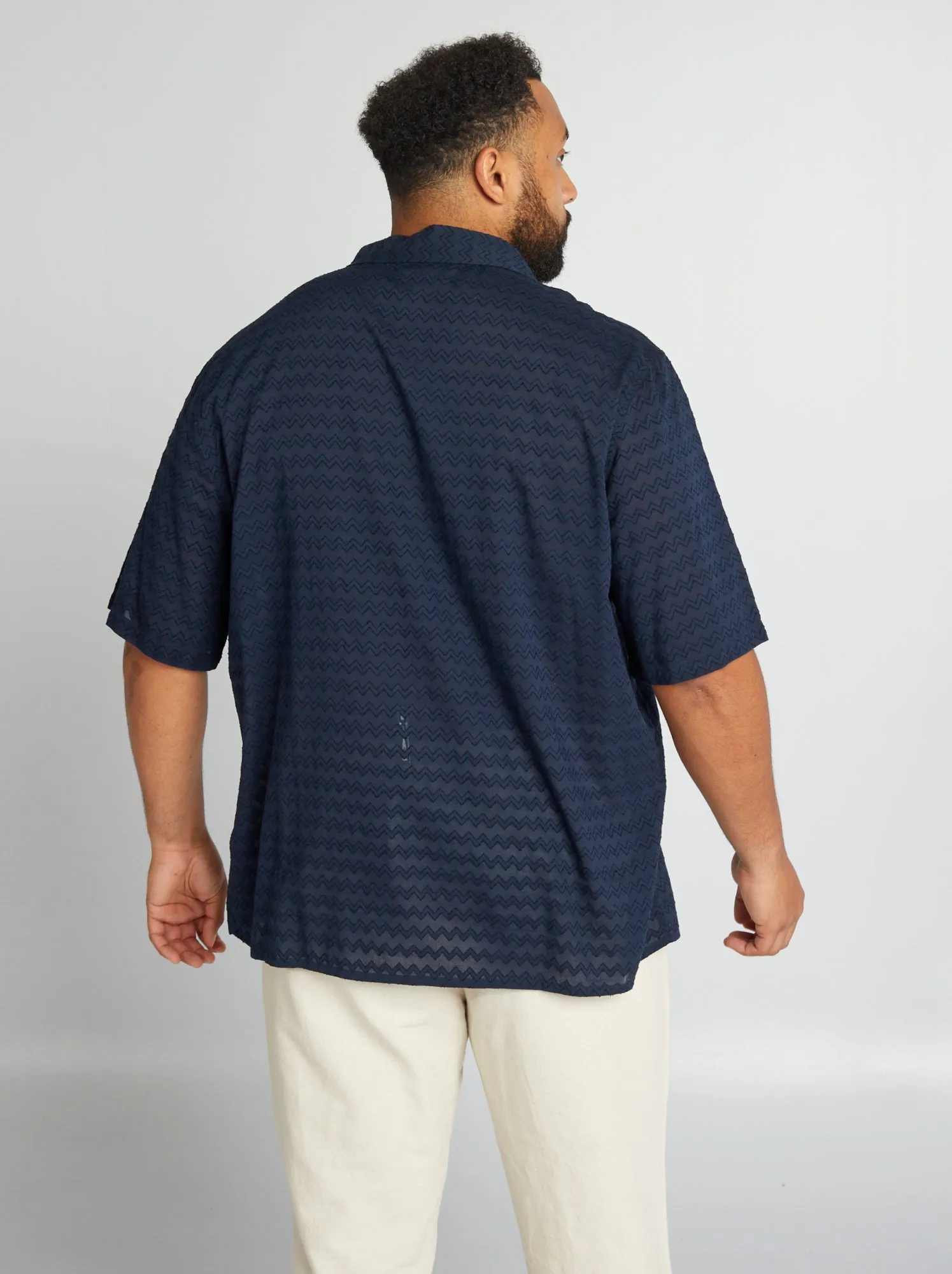 Camicia con motivi in rilievo - blu