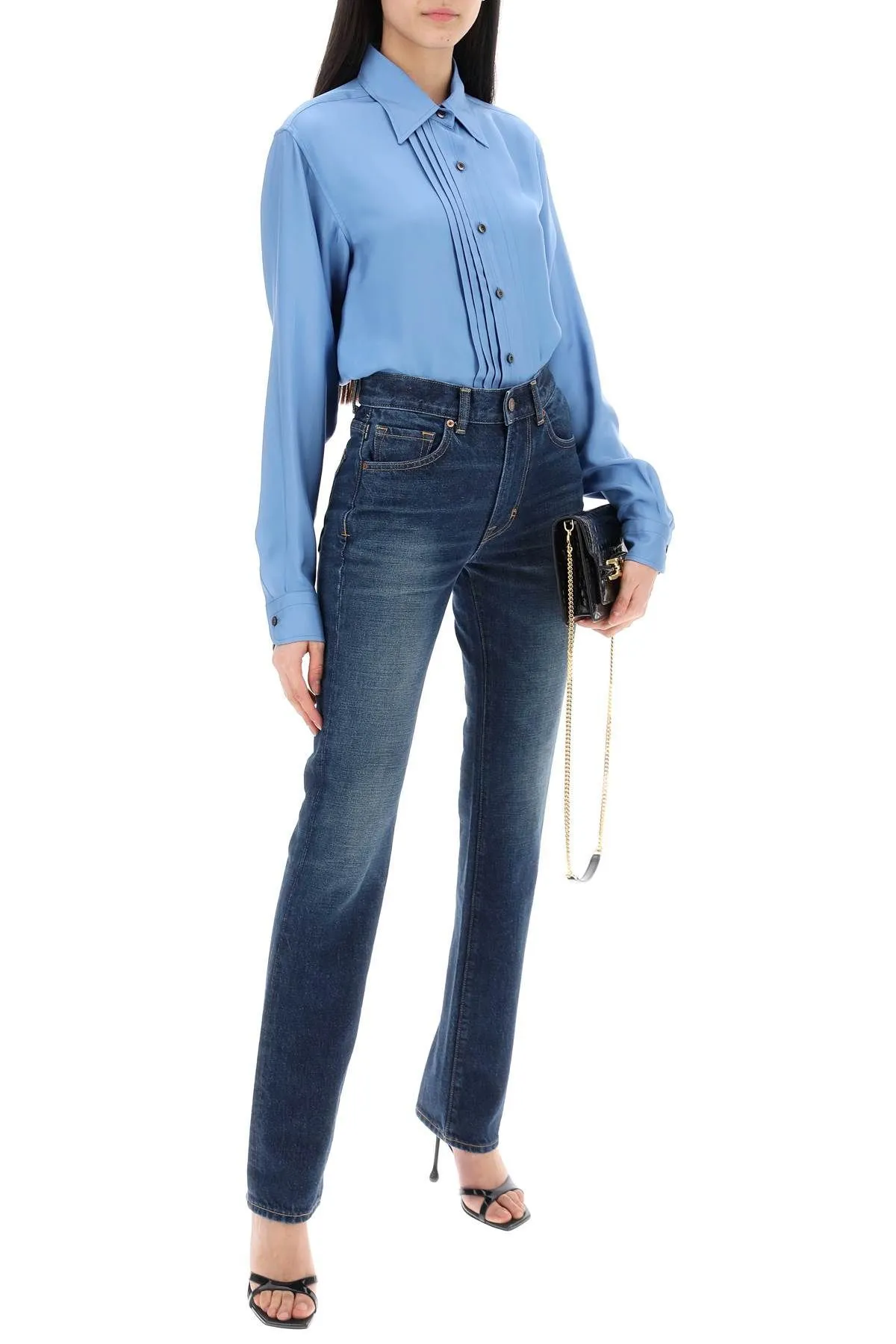 Camicia con pettorina plissettata