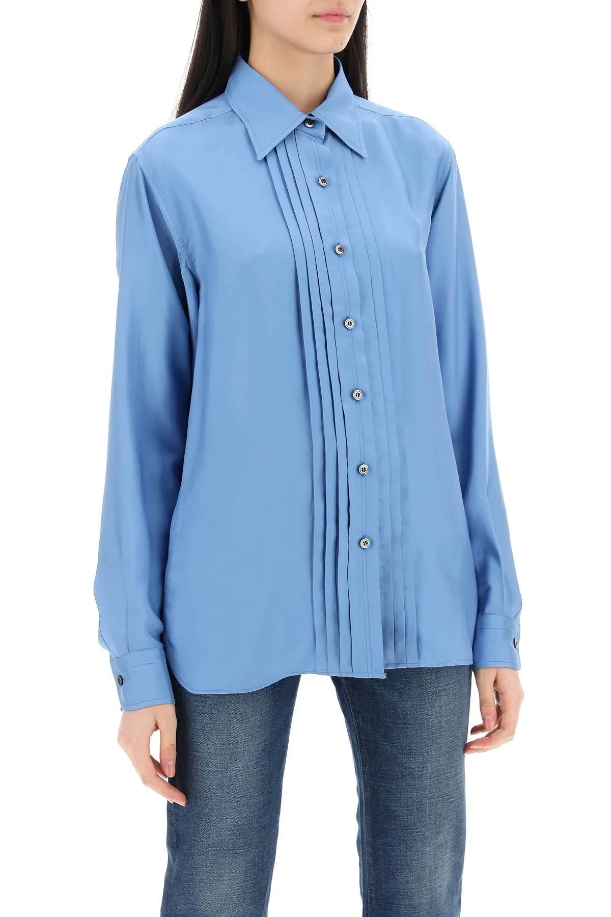 Camicia con pettorina plissettata