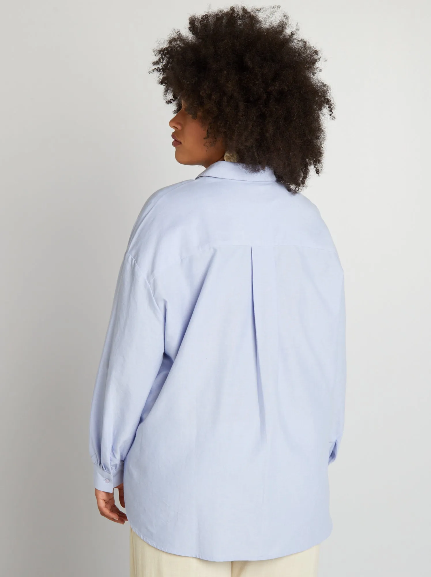 Camicia larga in cotone - BLU