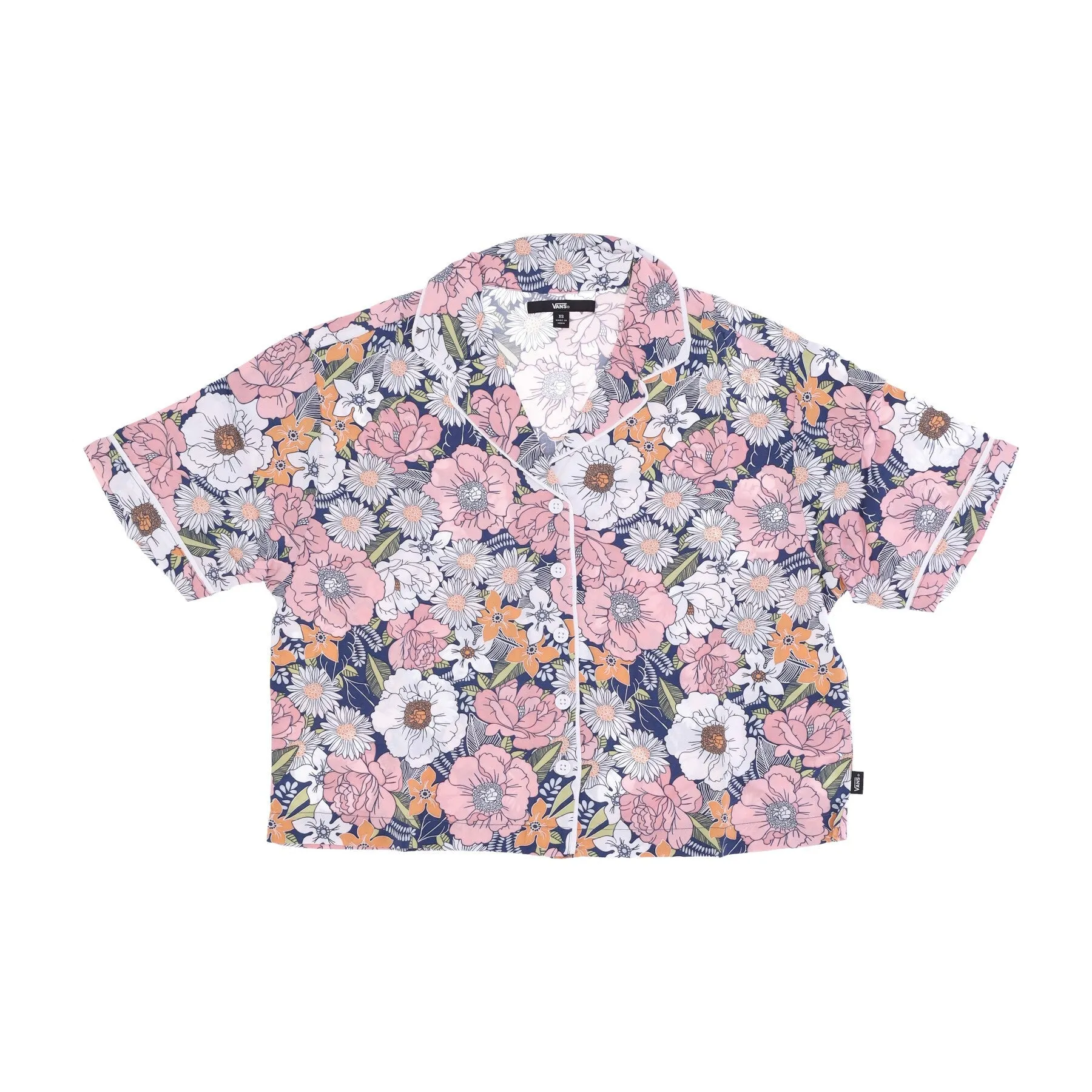 Camicia Manica Corta Donna Retro Floral Woven Retro Floral