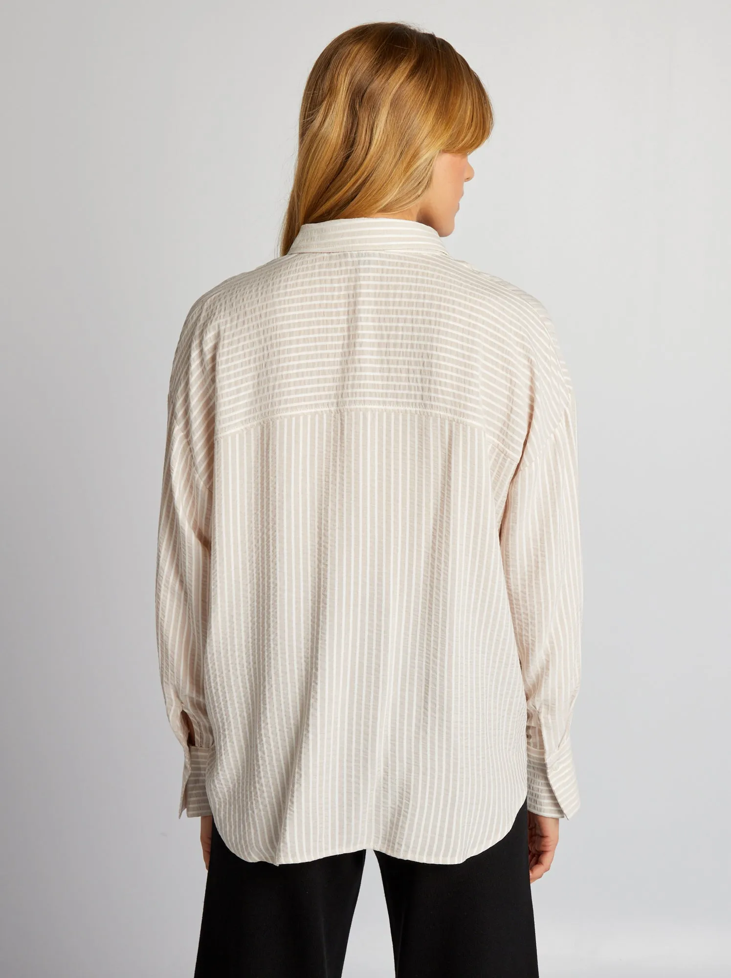 Camicia oversize a righe - BEIGE