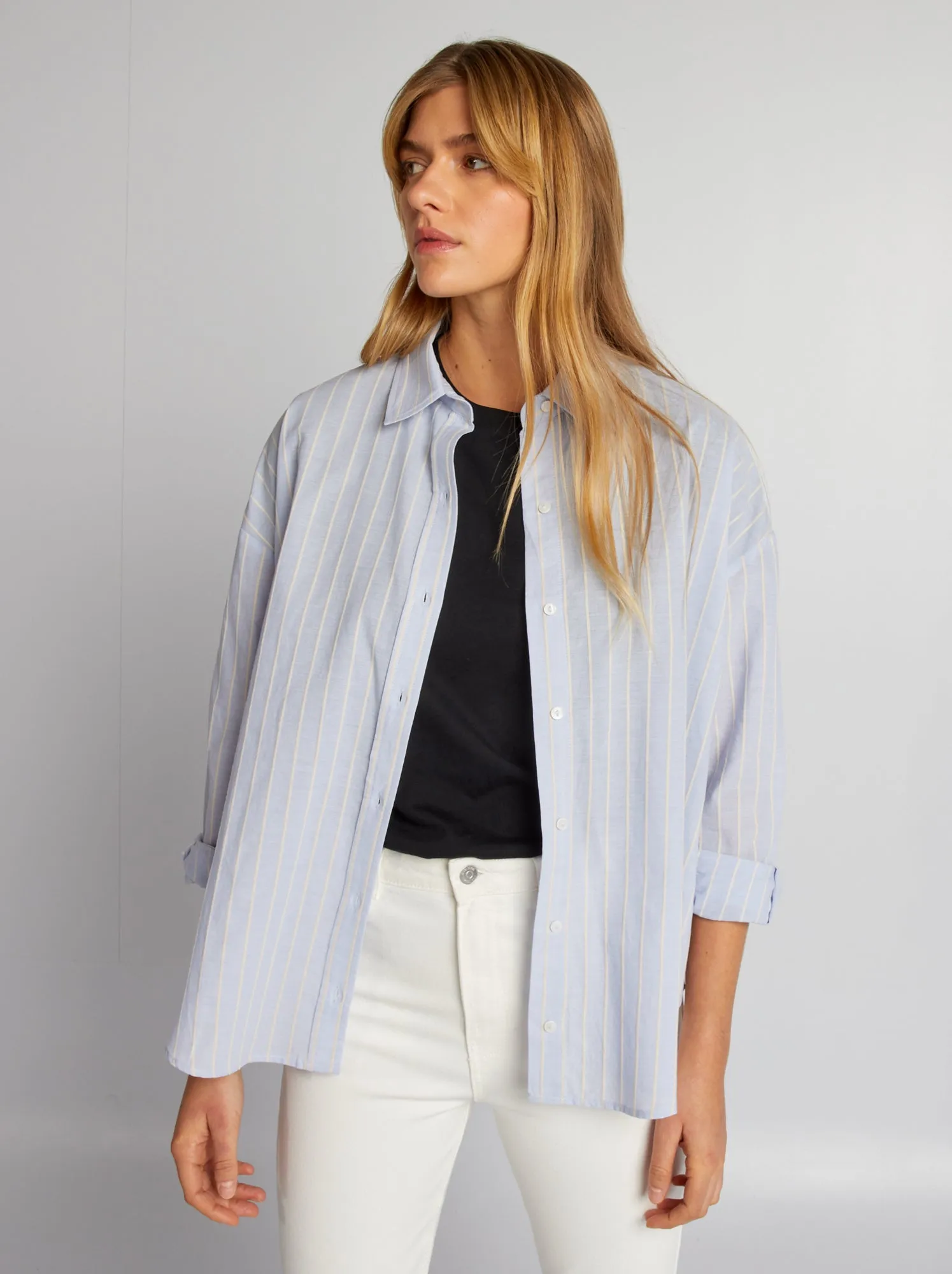 Camicia oversize a righe - BLU
