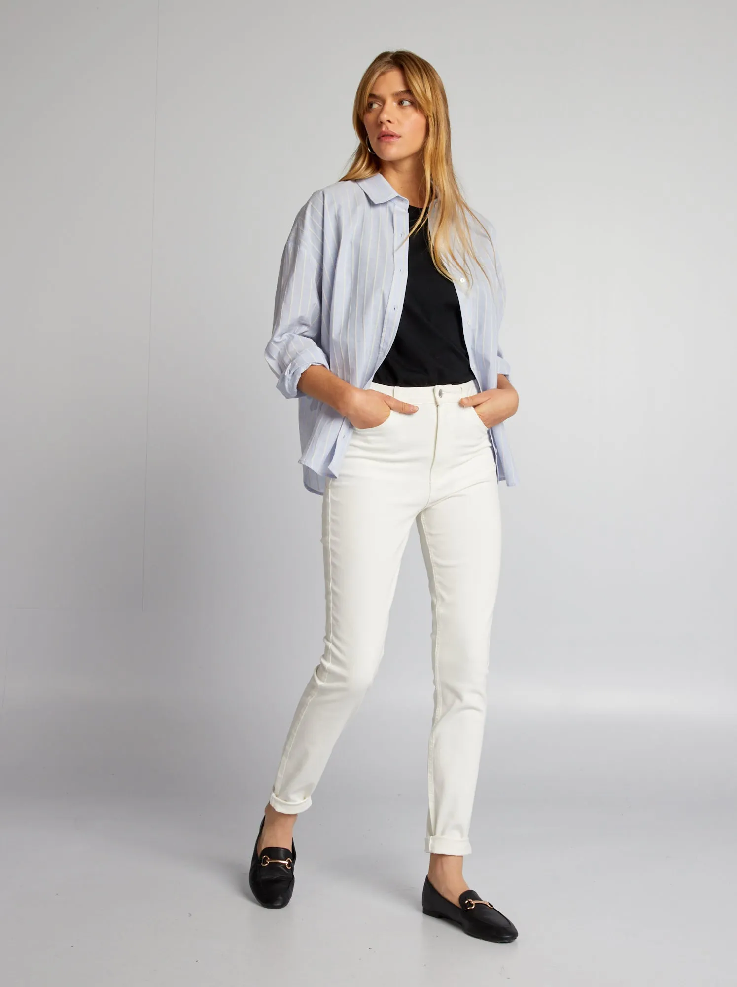Camicia oversize a righe - BLU