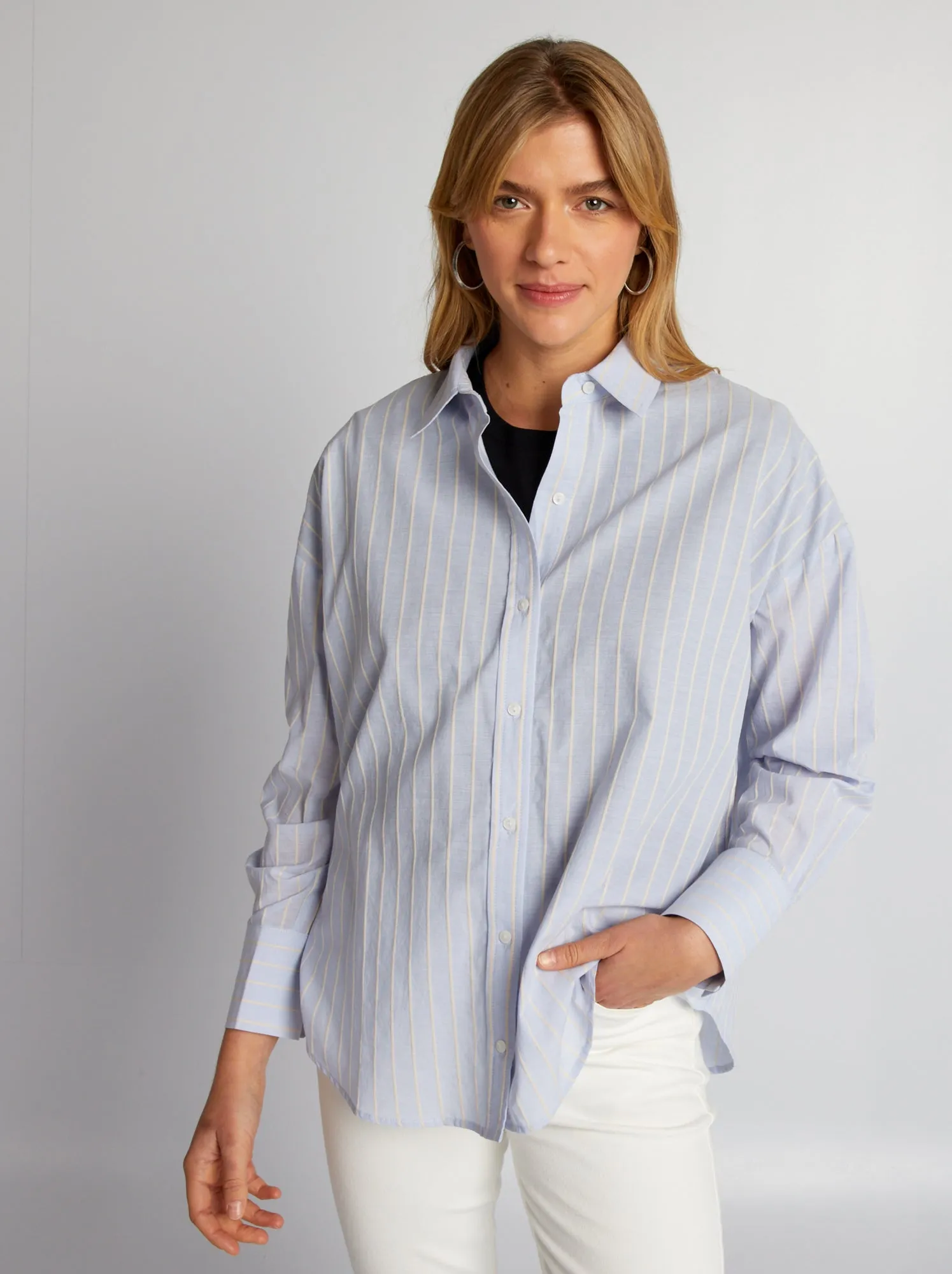 Camicia oversize a righe - BLU