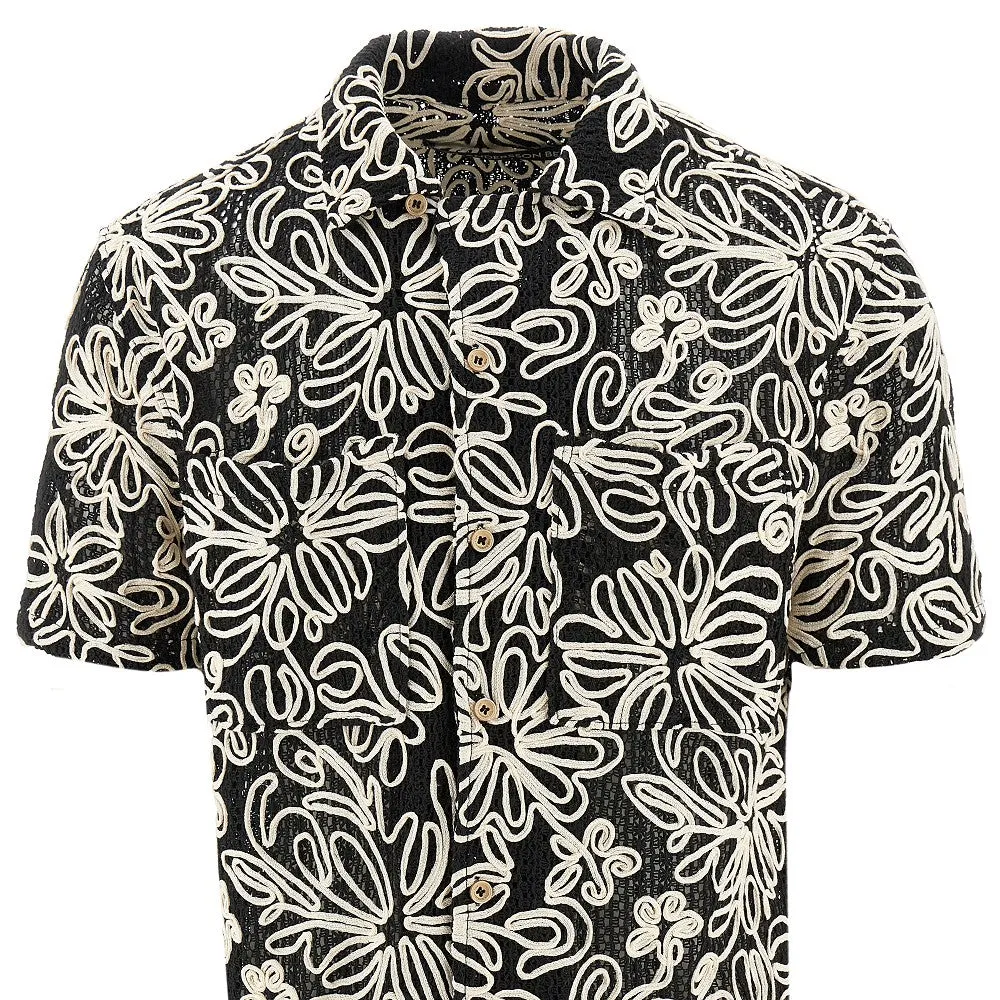 Camicia ricamata con frange in perline