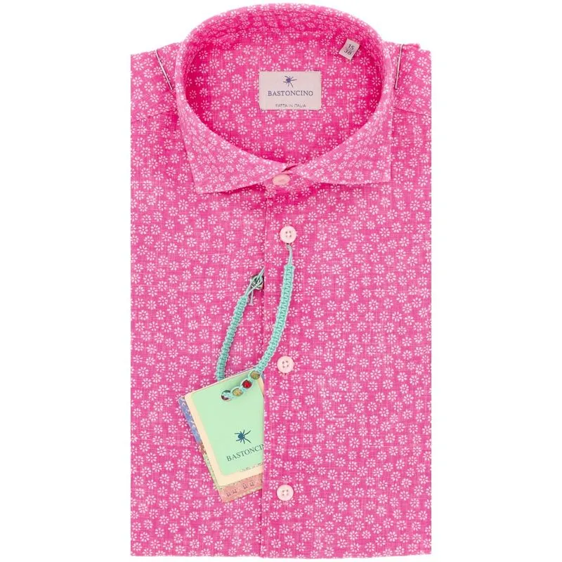 Camicia Simo rosa in lino e cotone 