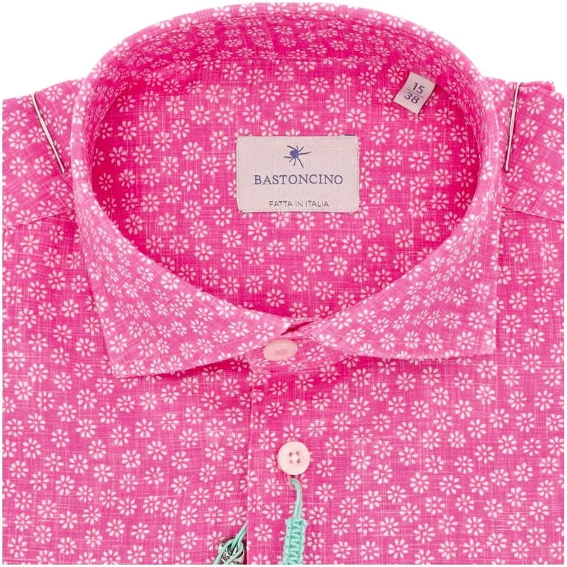 Camicia Simo rosa in lino e cotone 