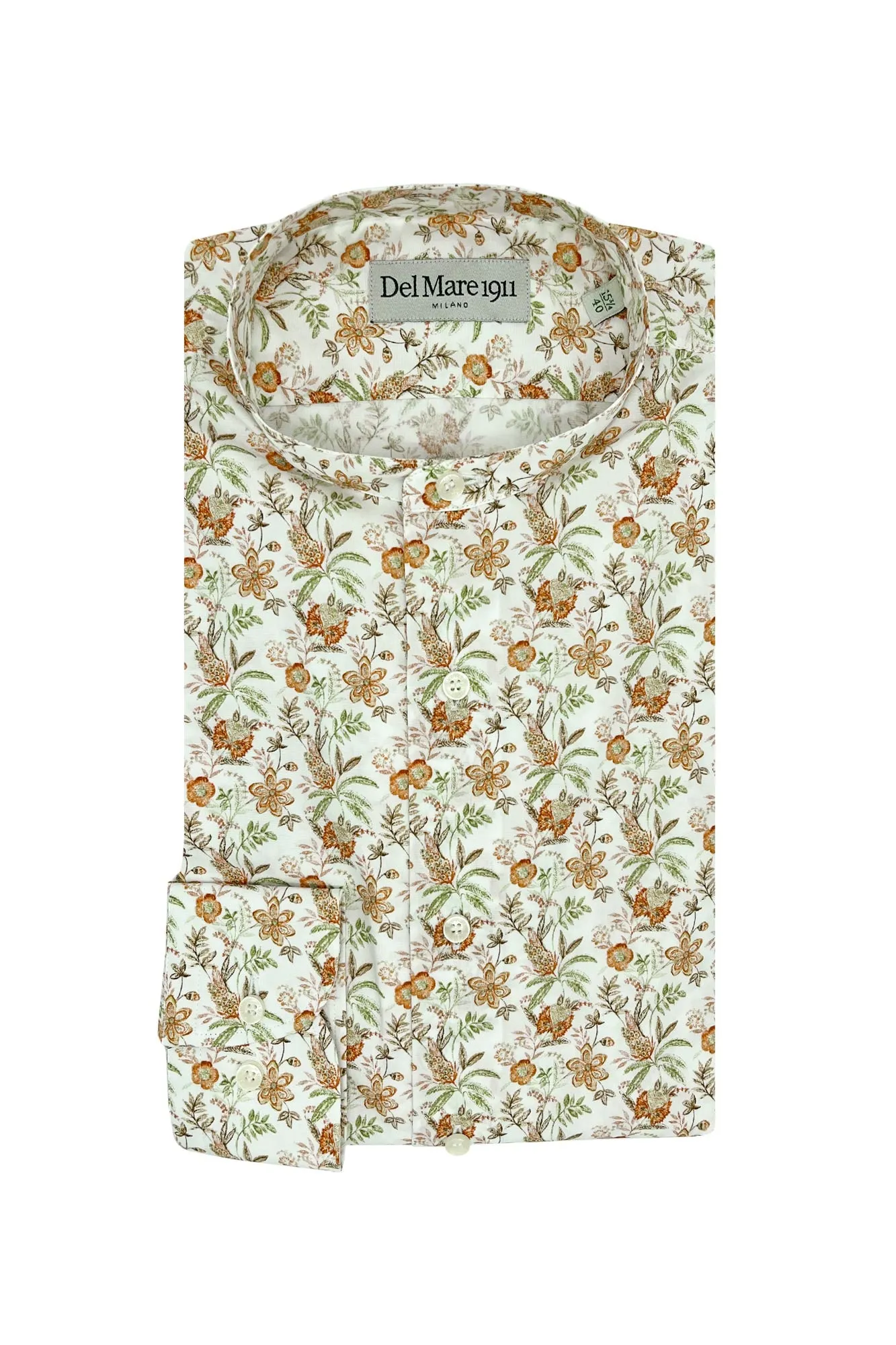 Camicia stampa fiori con collo coreano